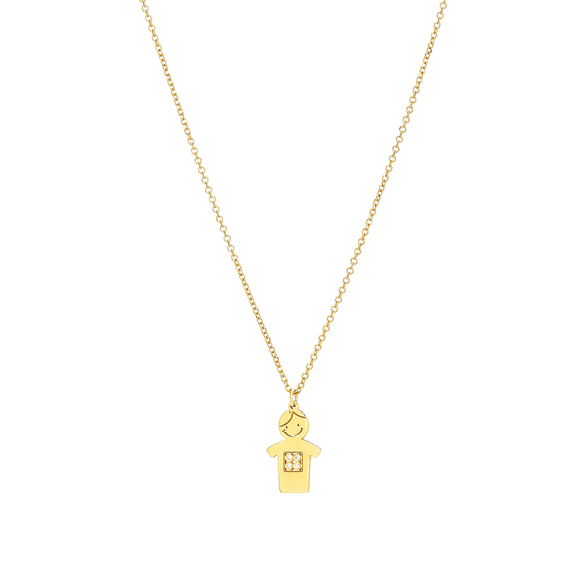 YELLOW GOLD PENDANT WITH BOY AND DIAMONDS