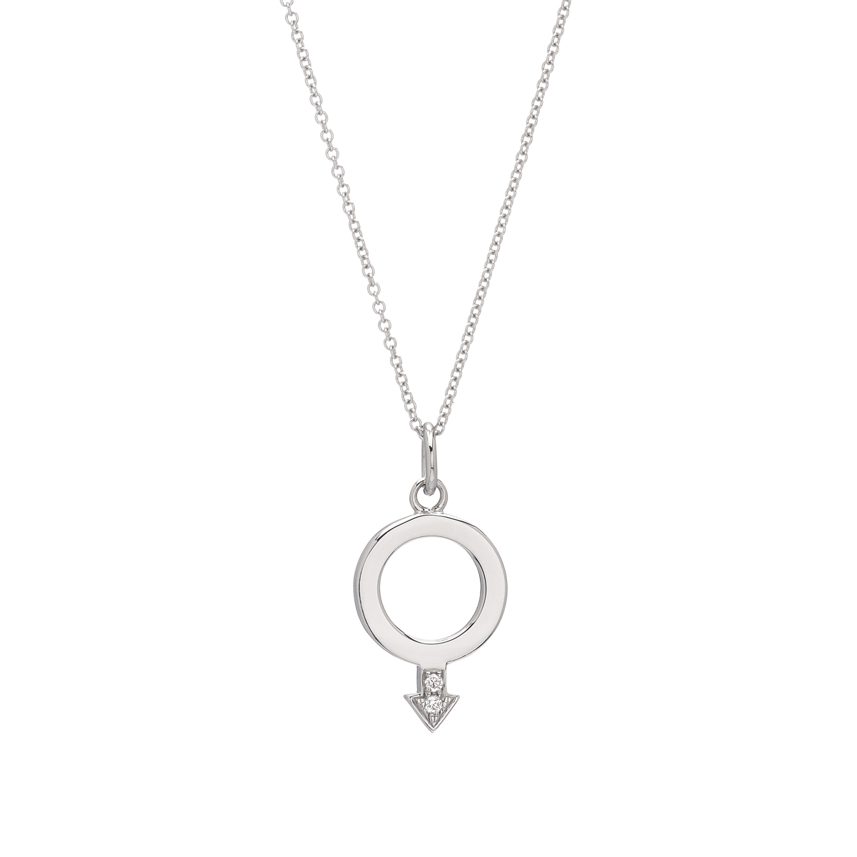 WHITE GOLD DIAMOND NECKLACE WITH MALE SYMBOL