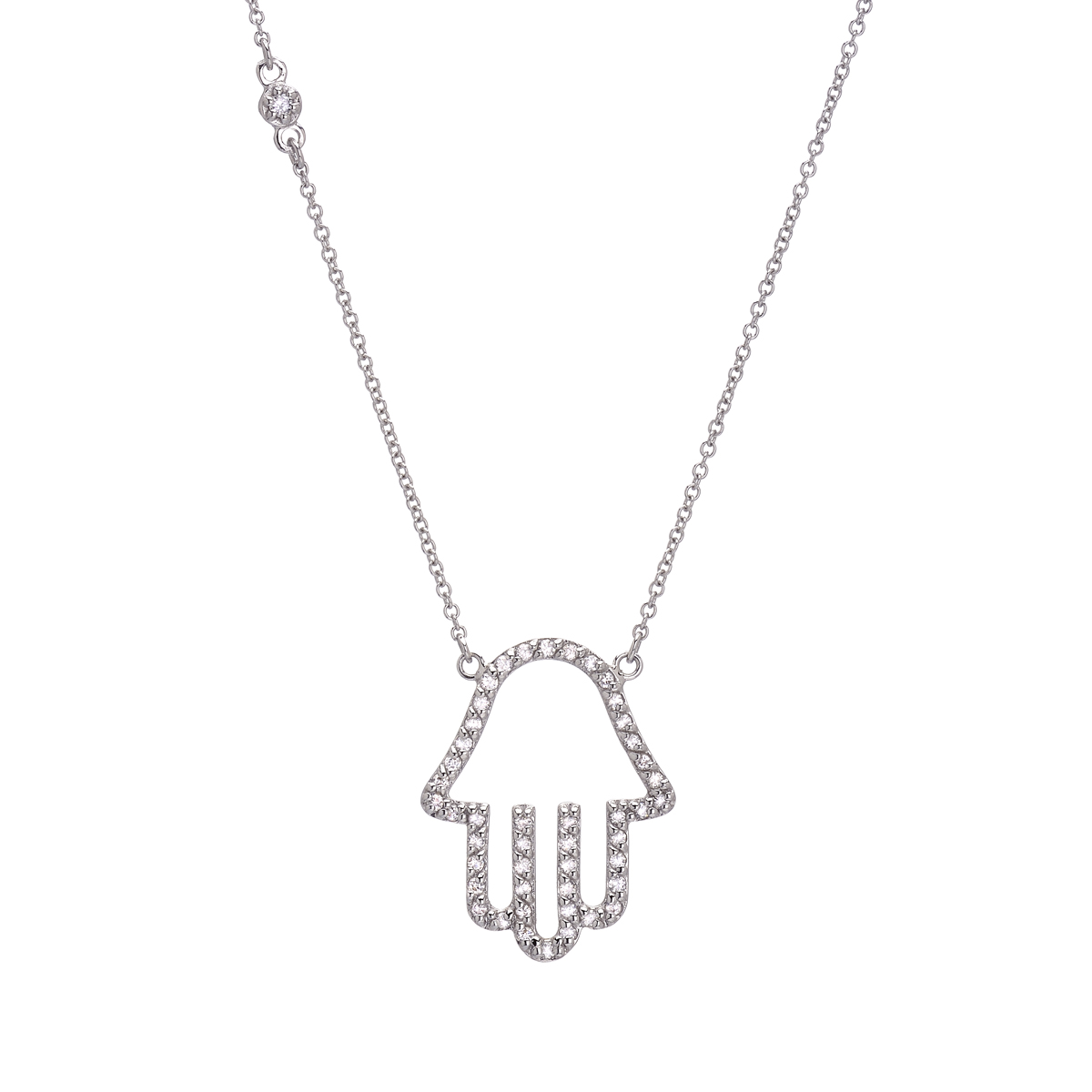 K18 WHITE GOLD HAMSA DIAMOND NECKLACE