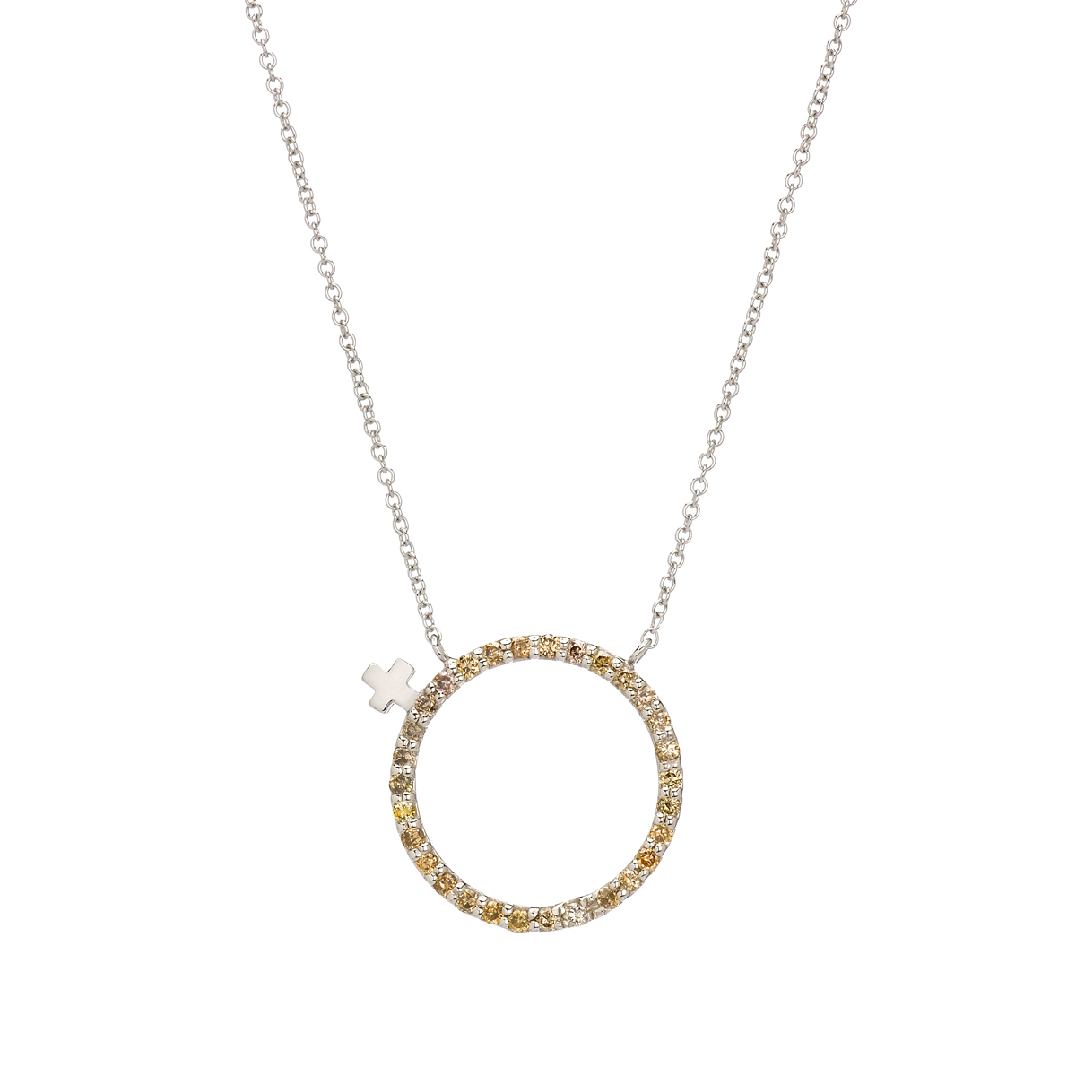 WHITE GOLD BROWN DIAMOND NECKLACE WITH FEMALE SYMBOL