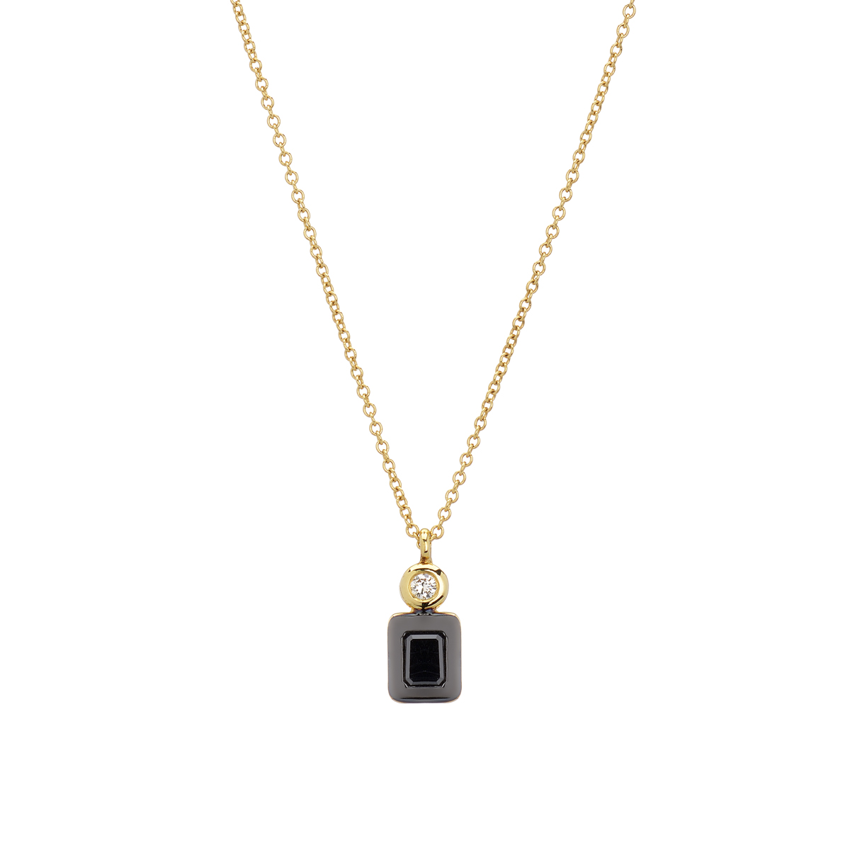 K18 YELLOW GOLD WHITE AND BLACK DIAMOND NECKLACE