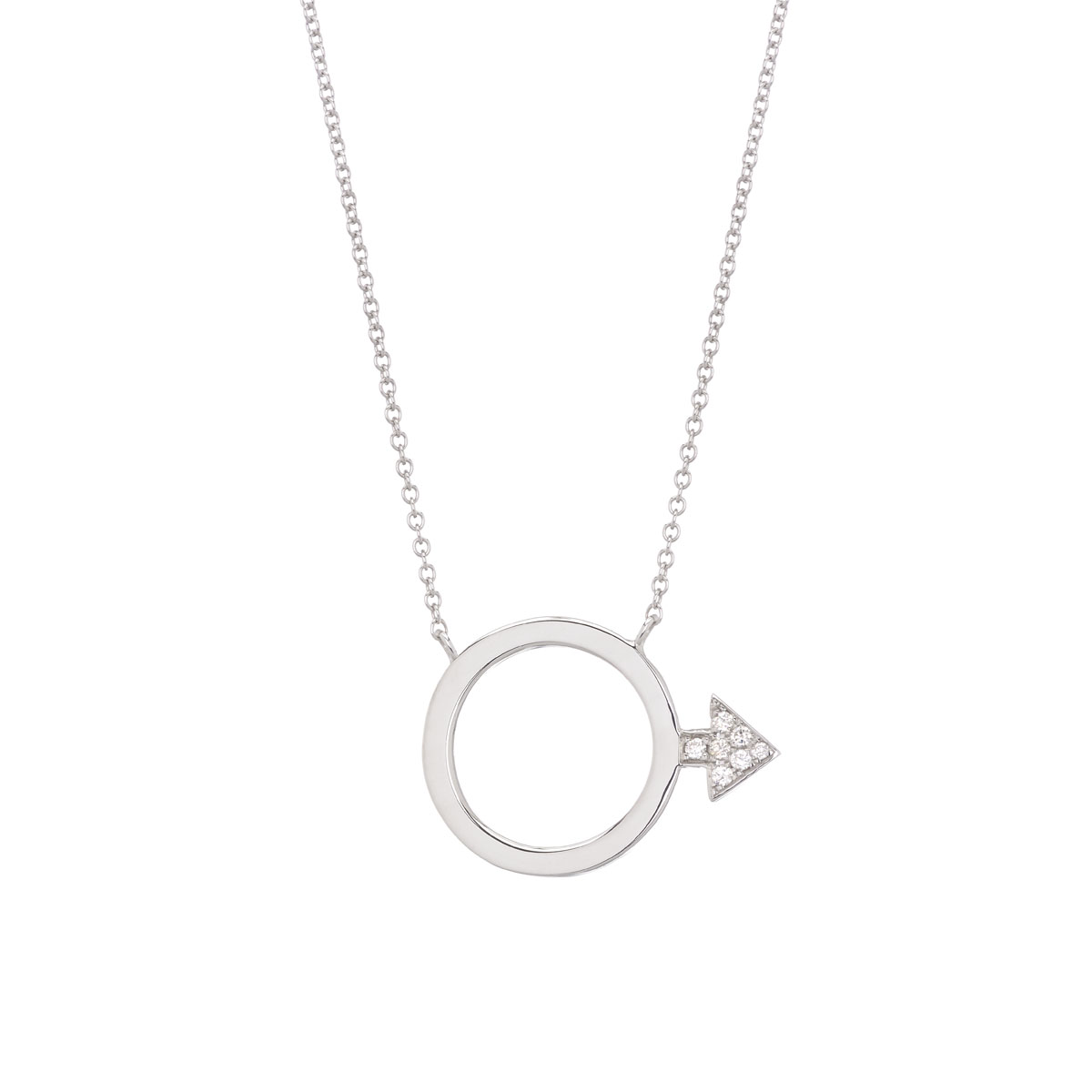 K18 WHITE GOLD MALE SYMBOL DIAMOND PENDANT WITH K14 CHAIN