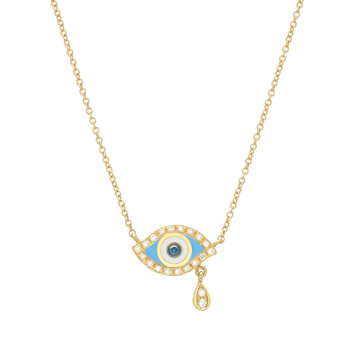K18 YELLOW GOLD EVIL EYE DIAMOND NECKLACE
