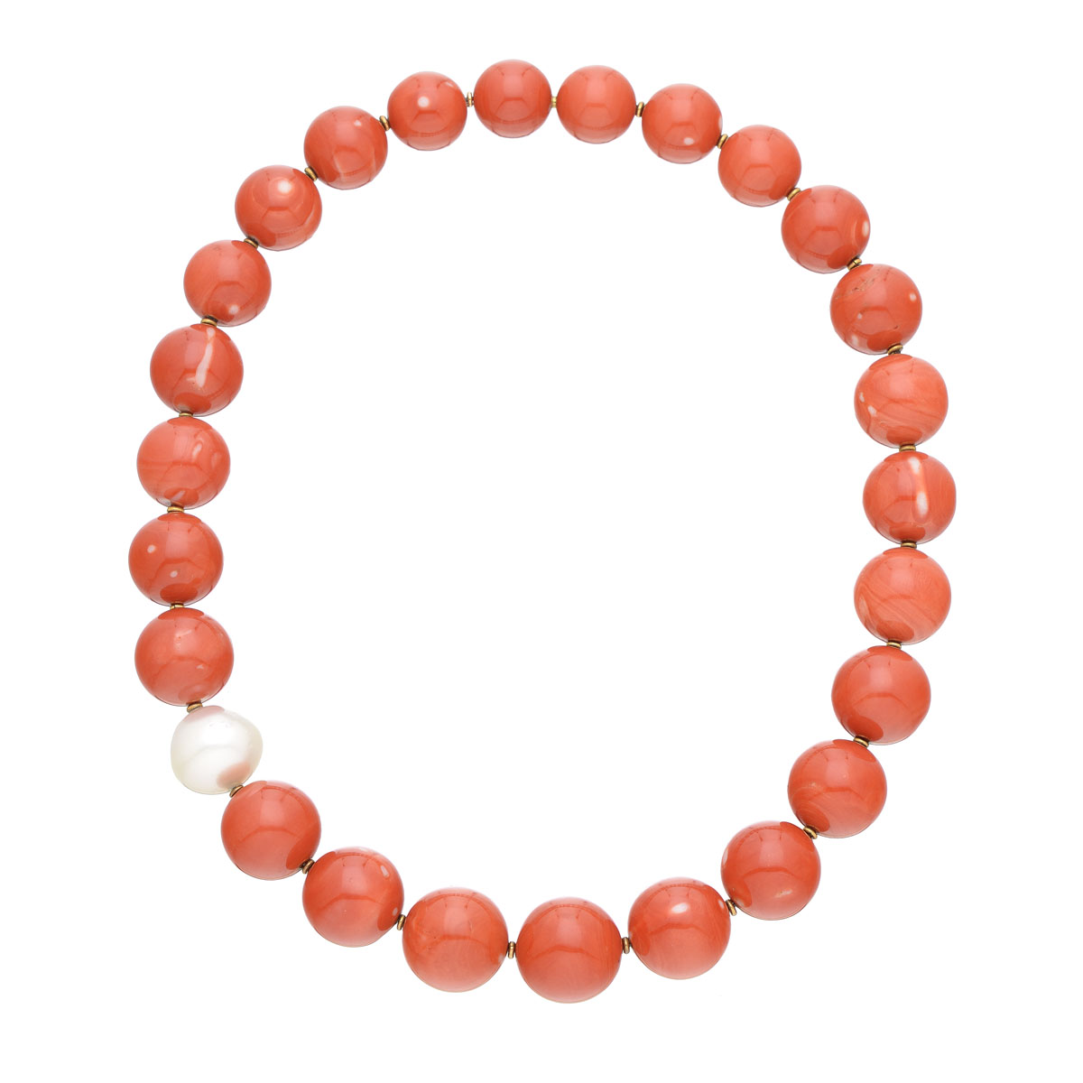 K18 GOLD CORAL NECKLACE WITH PEARL