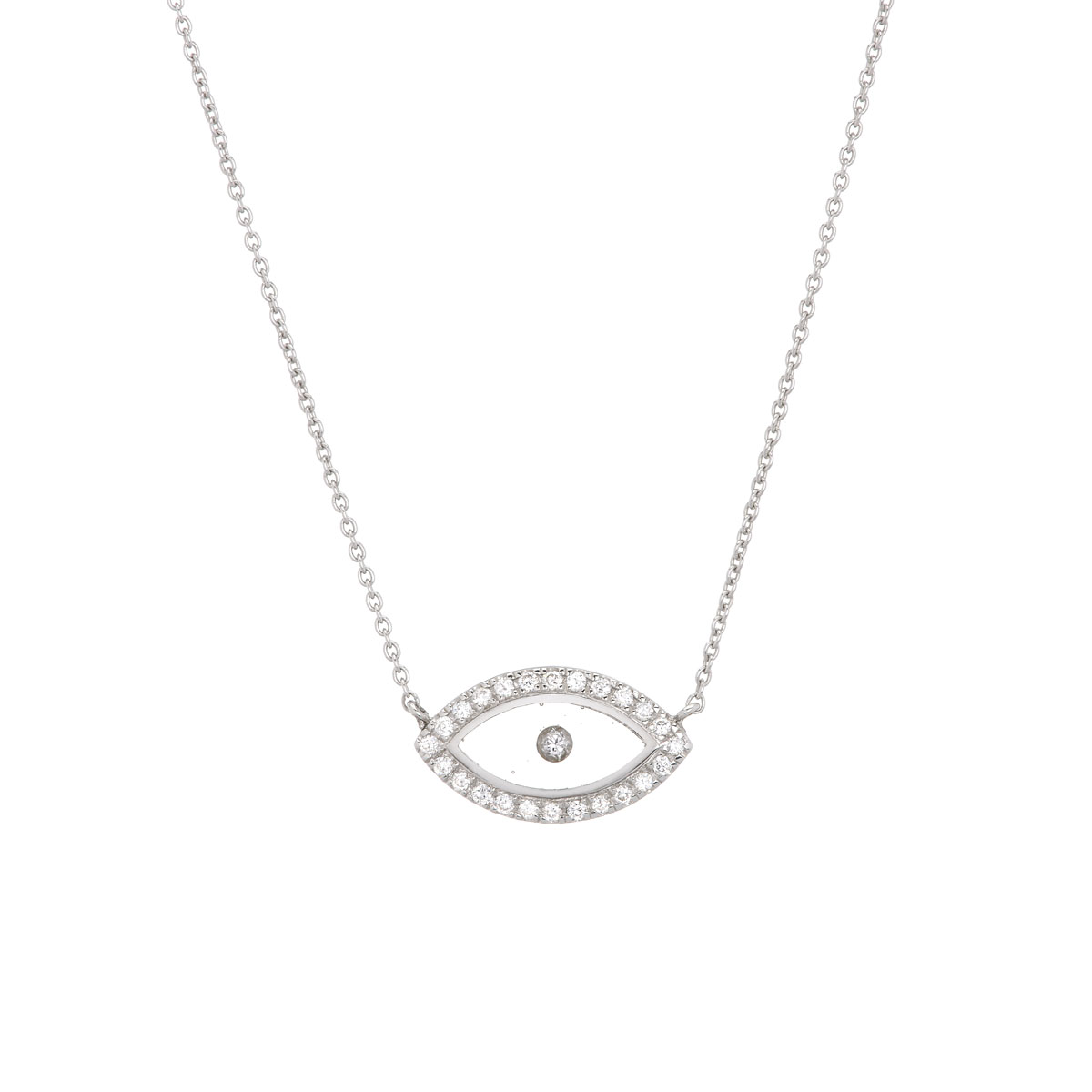 K18 WHITE GOLD EVIL EYE DIAMOND NECKLACE