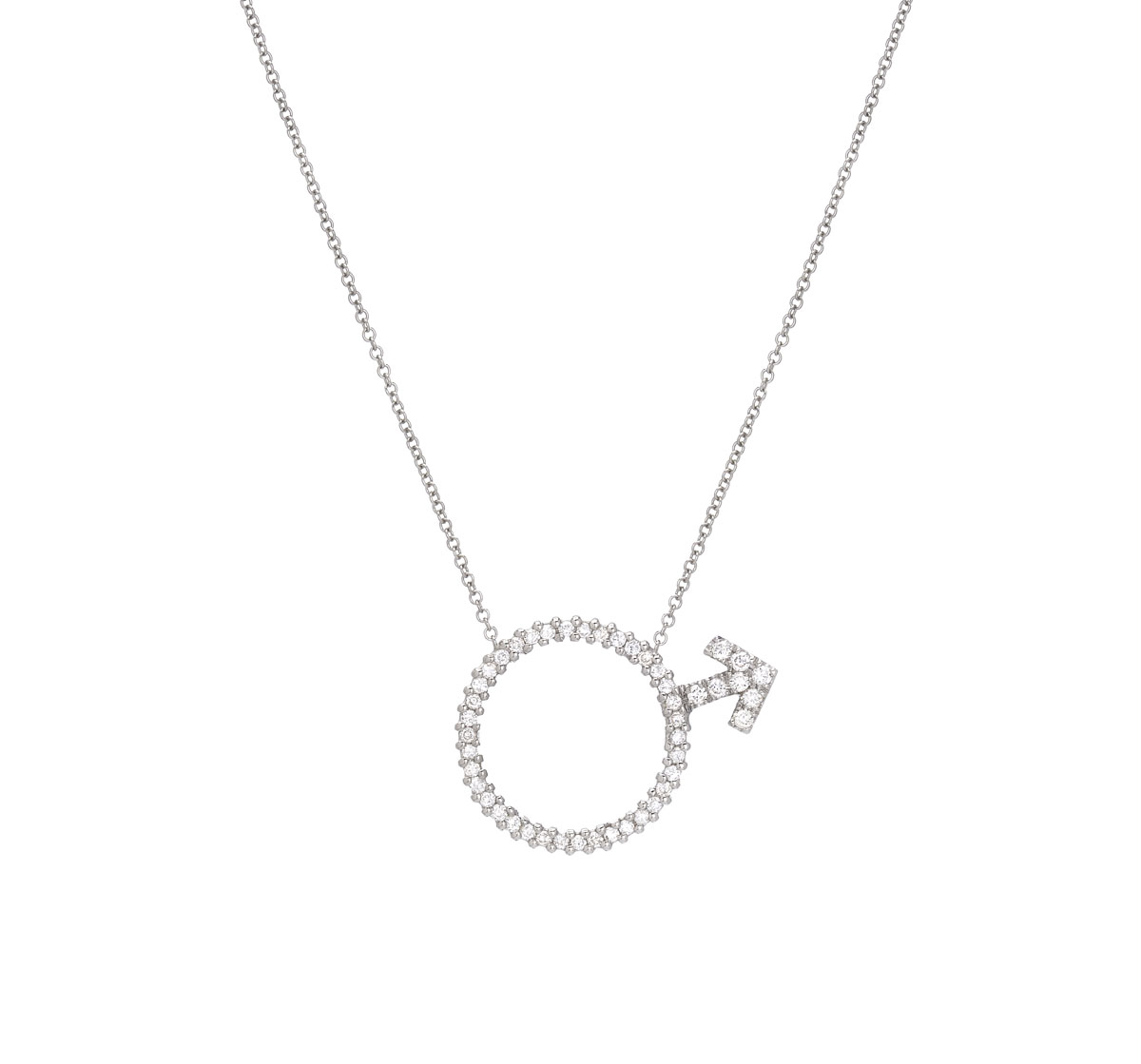 K18 WHITE GOLD DIAMOND PENDANT WITH K14 CHAIN