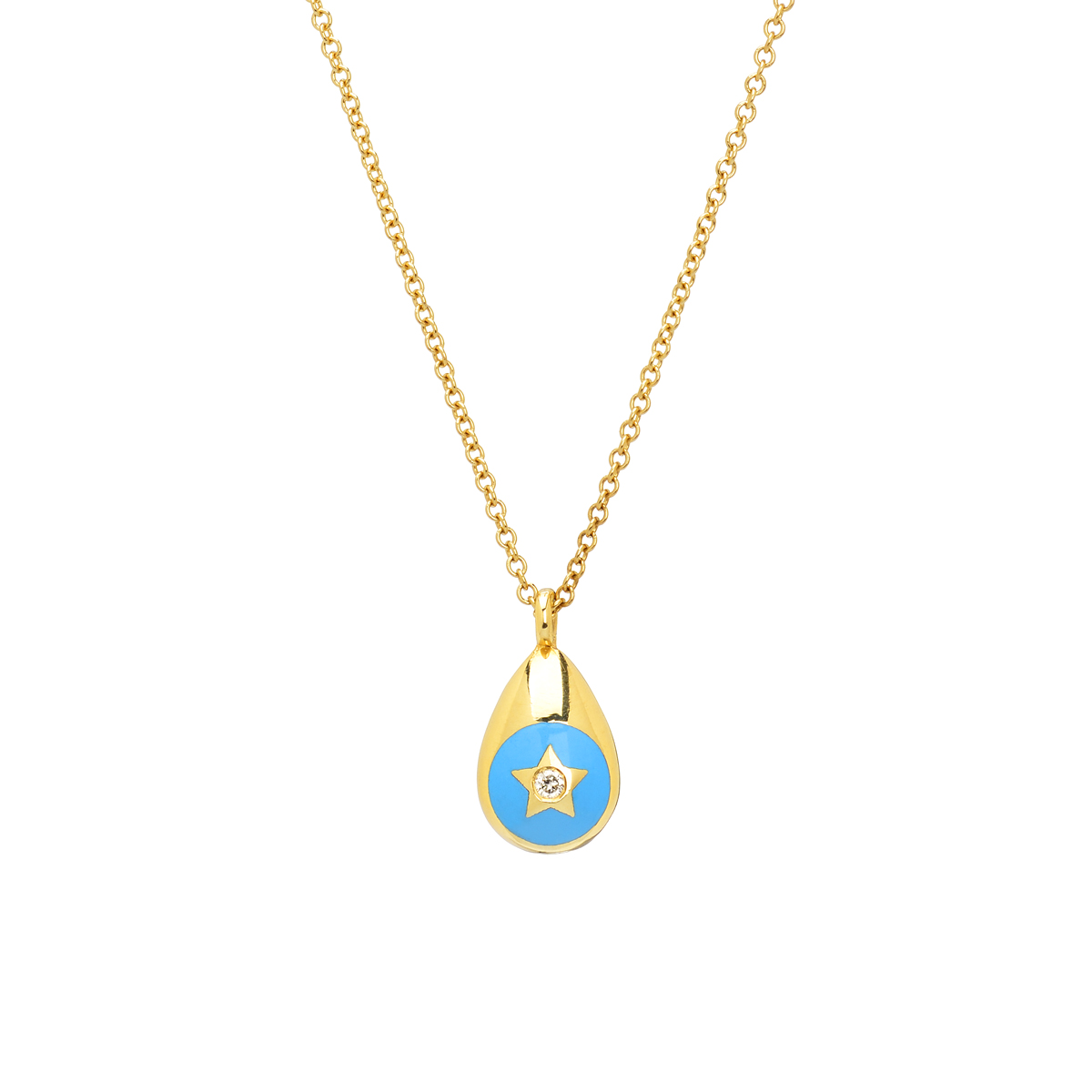 K18 YELLOW GOLD STAR PENDANT WITH DIAMOND AND CHAIN