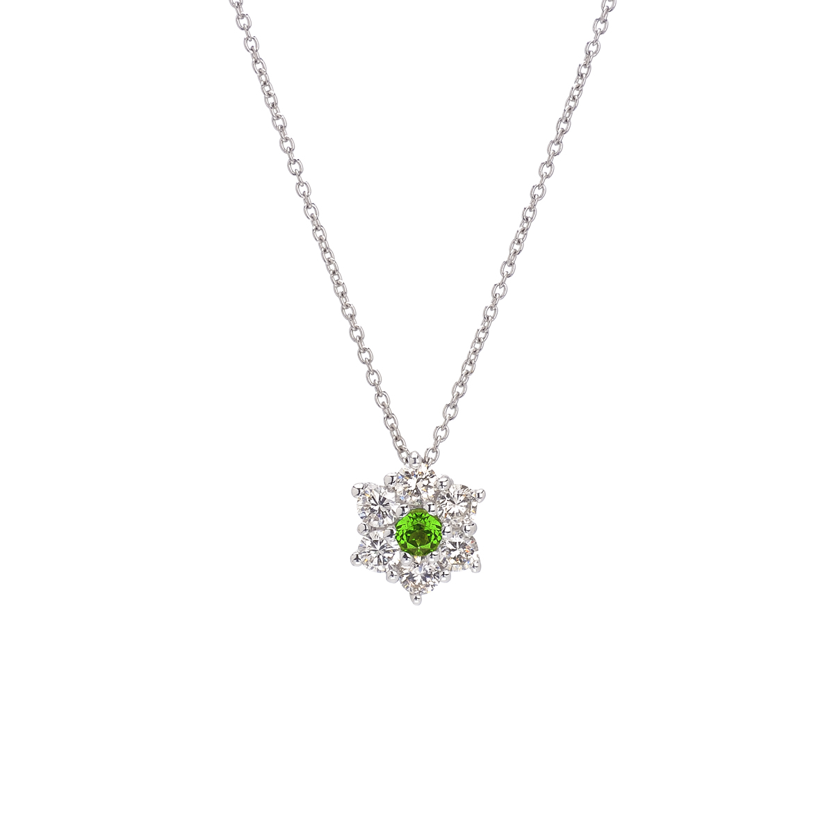 K18 WHITE GOLD DIAMOND NECKLACE WITH SEMI-PRECIOUS STONE