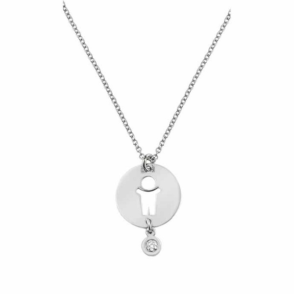 K14 WHITE GOLD NECKLACE BOY FIGURE WITH DIAMOND