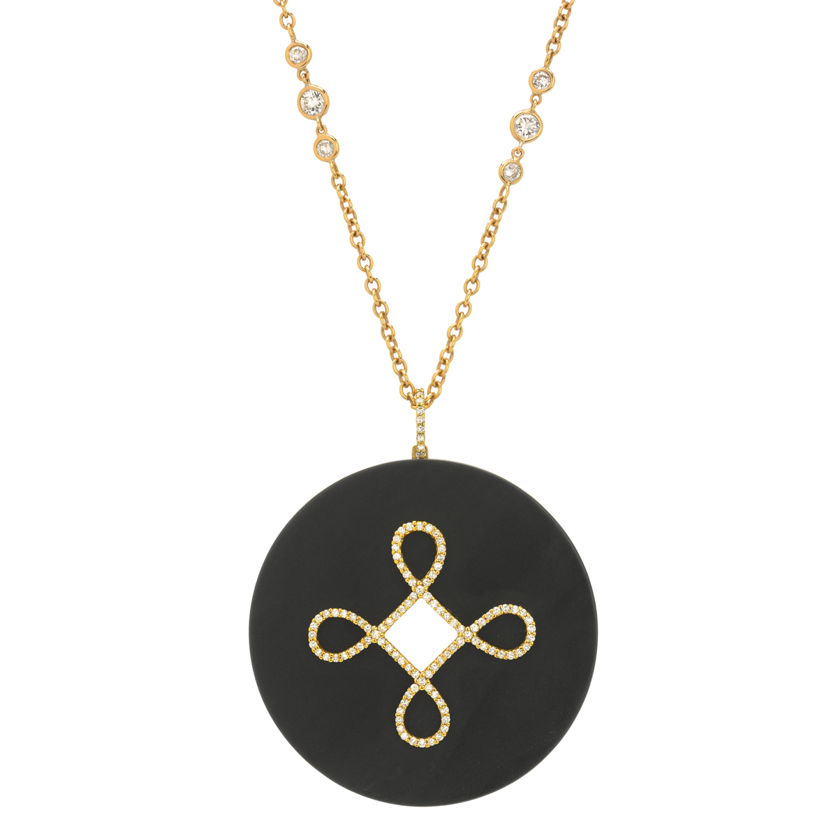 Κ18 YELLOW GOLD DIAMOND NECKLACE WITH SEMI-PRECIOUS STONE