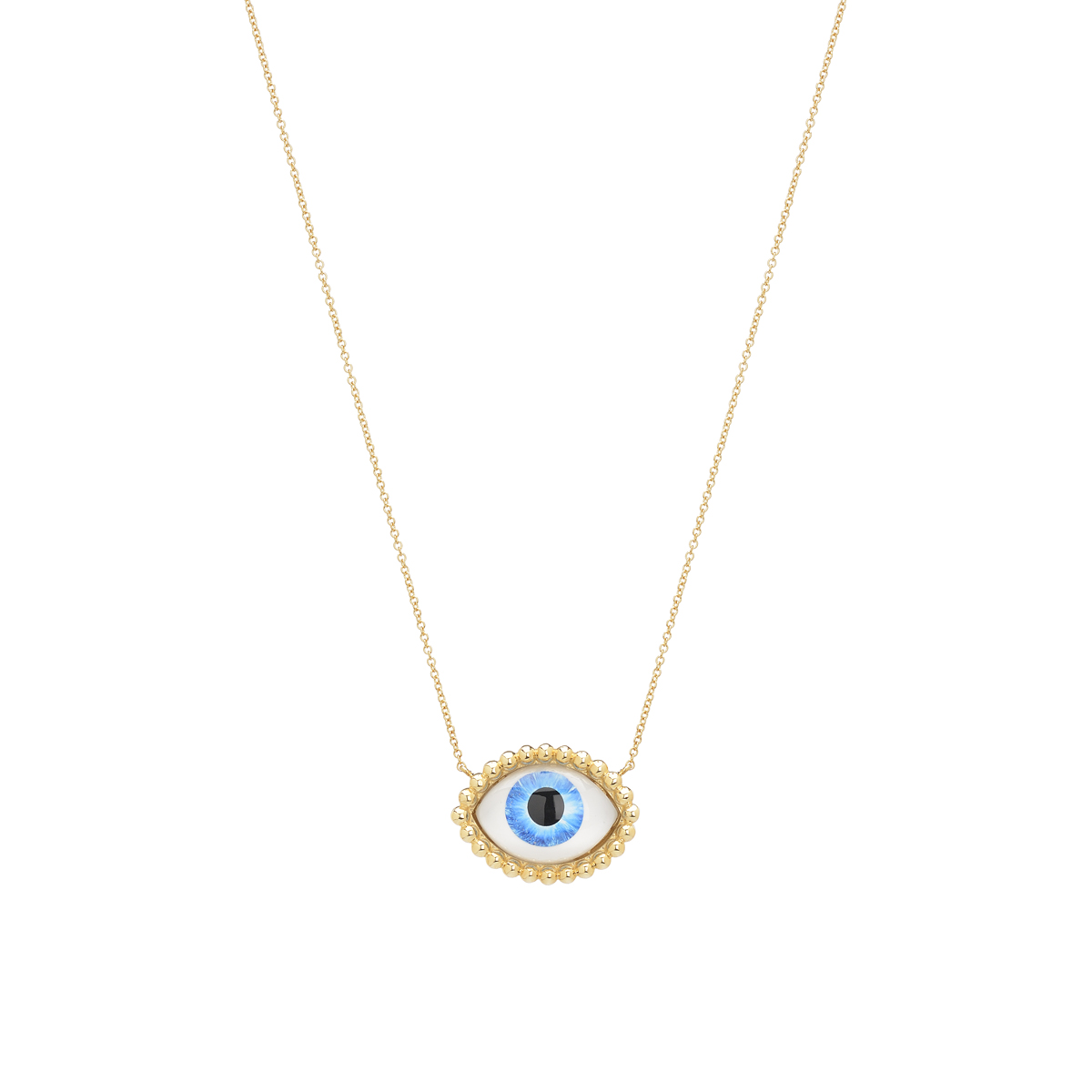 K18 YELLOW GOLD EVIL EYE NECKLACE