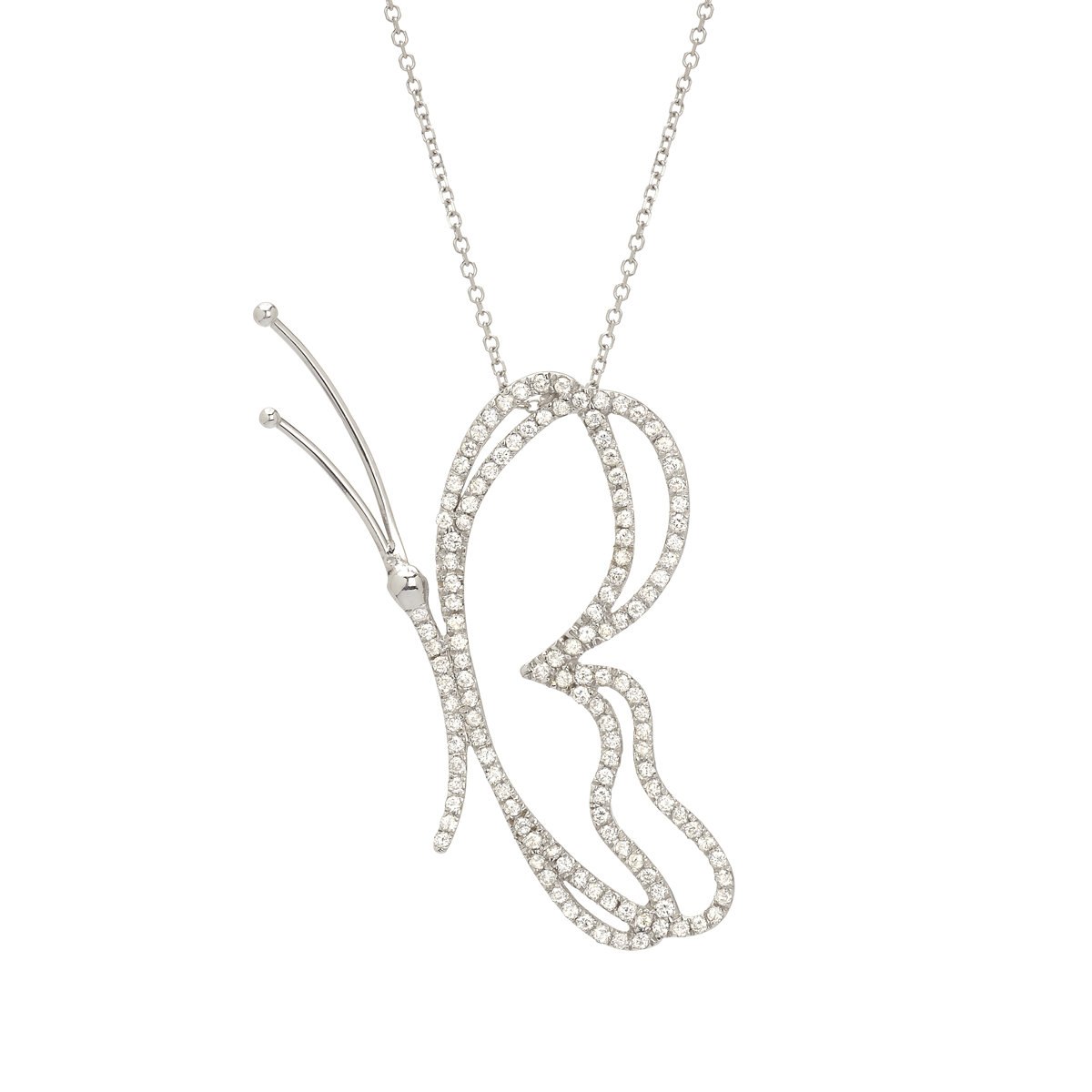 WHITE GOLD DIAMOND BUTTERFLY NECKLACE