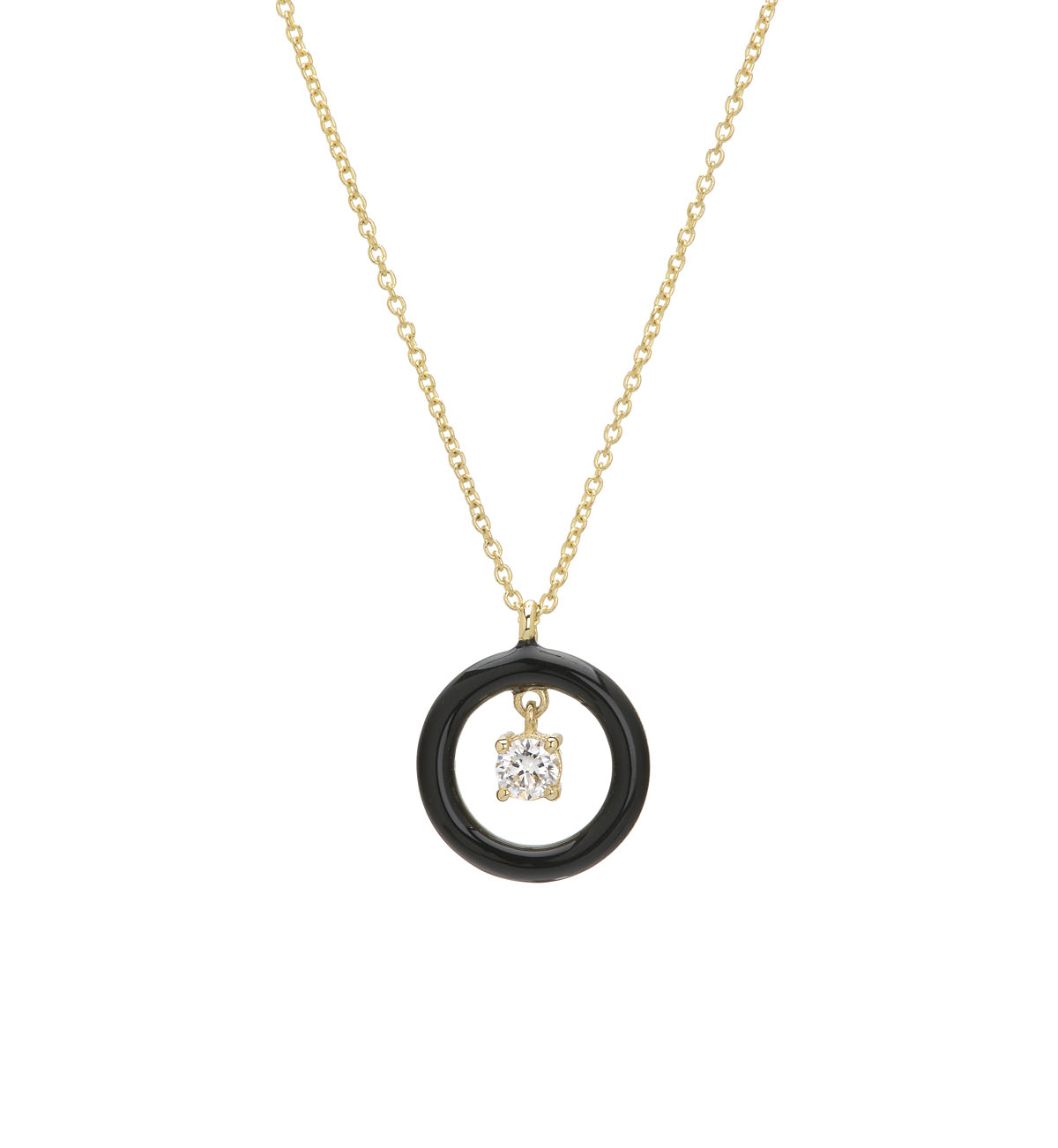 K18 YELLOW GOLD EVIL EYE DIAMOND NECKLACE WITH ENAMEL