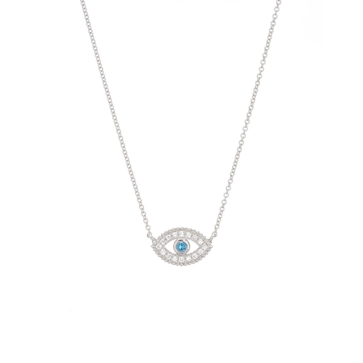K18 WHITE GOLD EVIL EYE DIAMOND NECKLACE