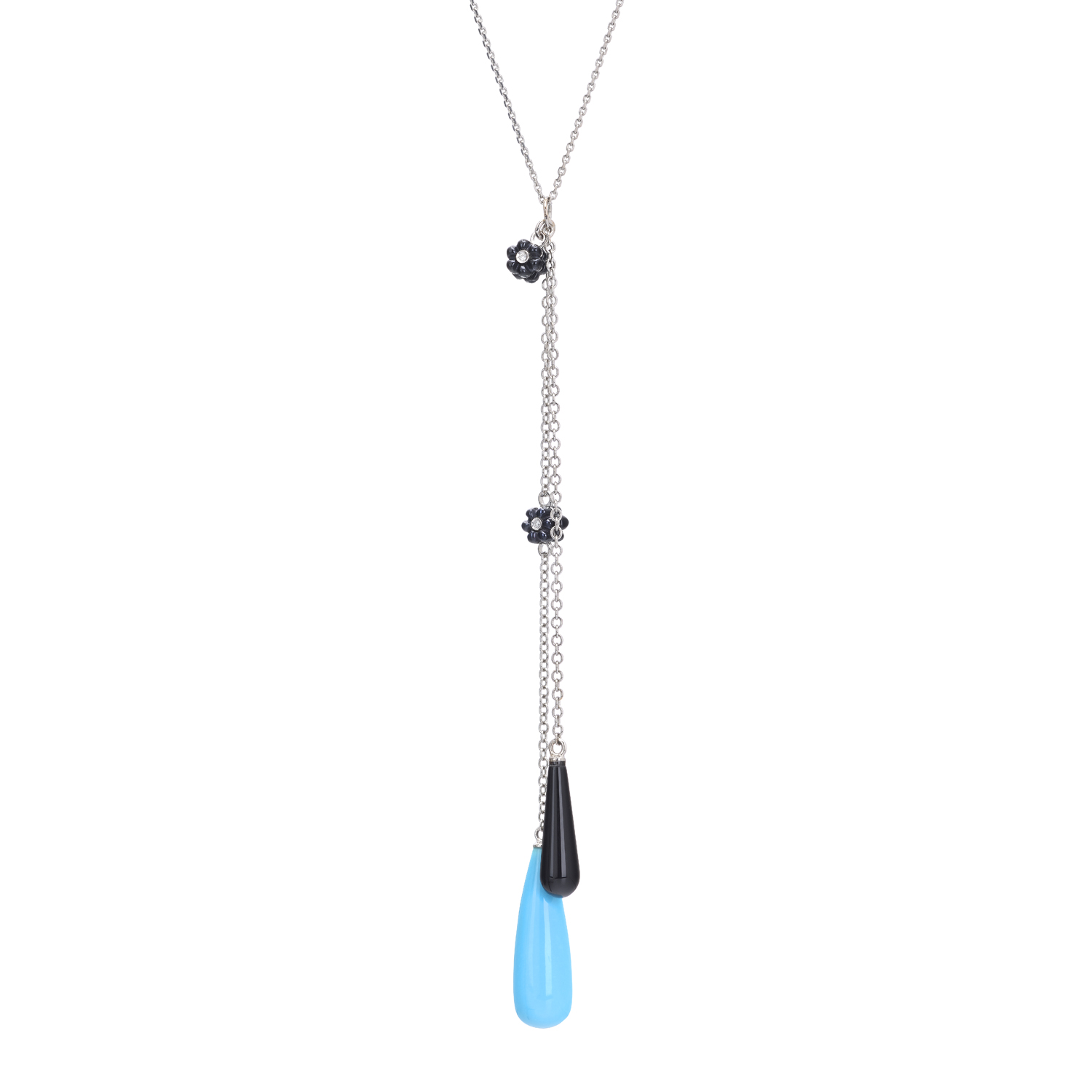 DIAMOND NECKLACE WITH SEMI-PRECIOUS STONES WHITE GOLD