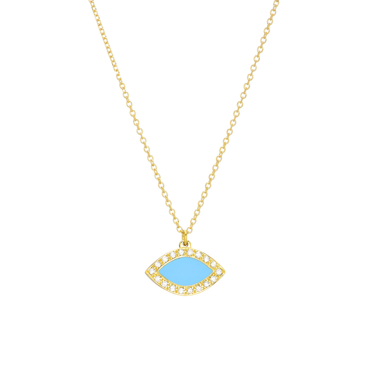 EVIL EYE DIAMOND NECKLACE K14 YELLOW GOLD