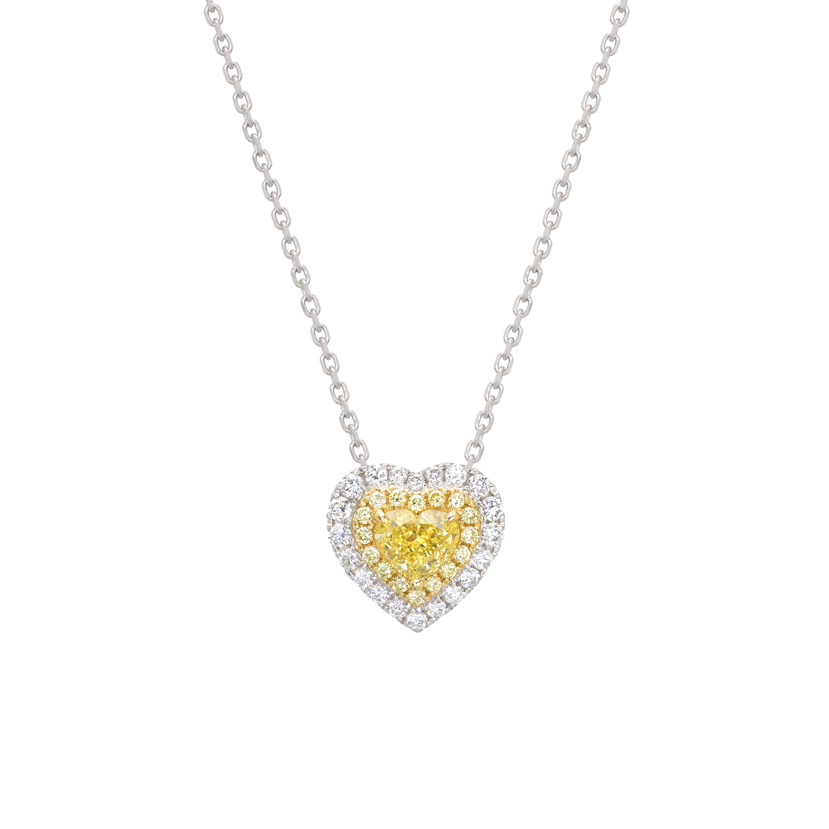 18K SOLITAIRE HEART NECKLACE WITH FUNCY YELLOW DIAMOND