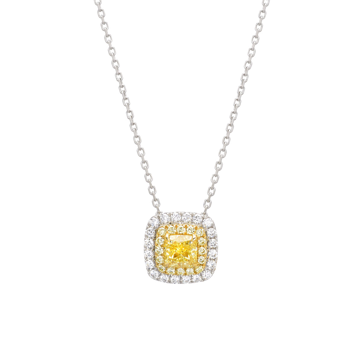 18K SOLITAIRE NECKLACE WITH FUNCY YELLOW DIAMOND & GIA CERTIFICATE