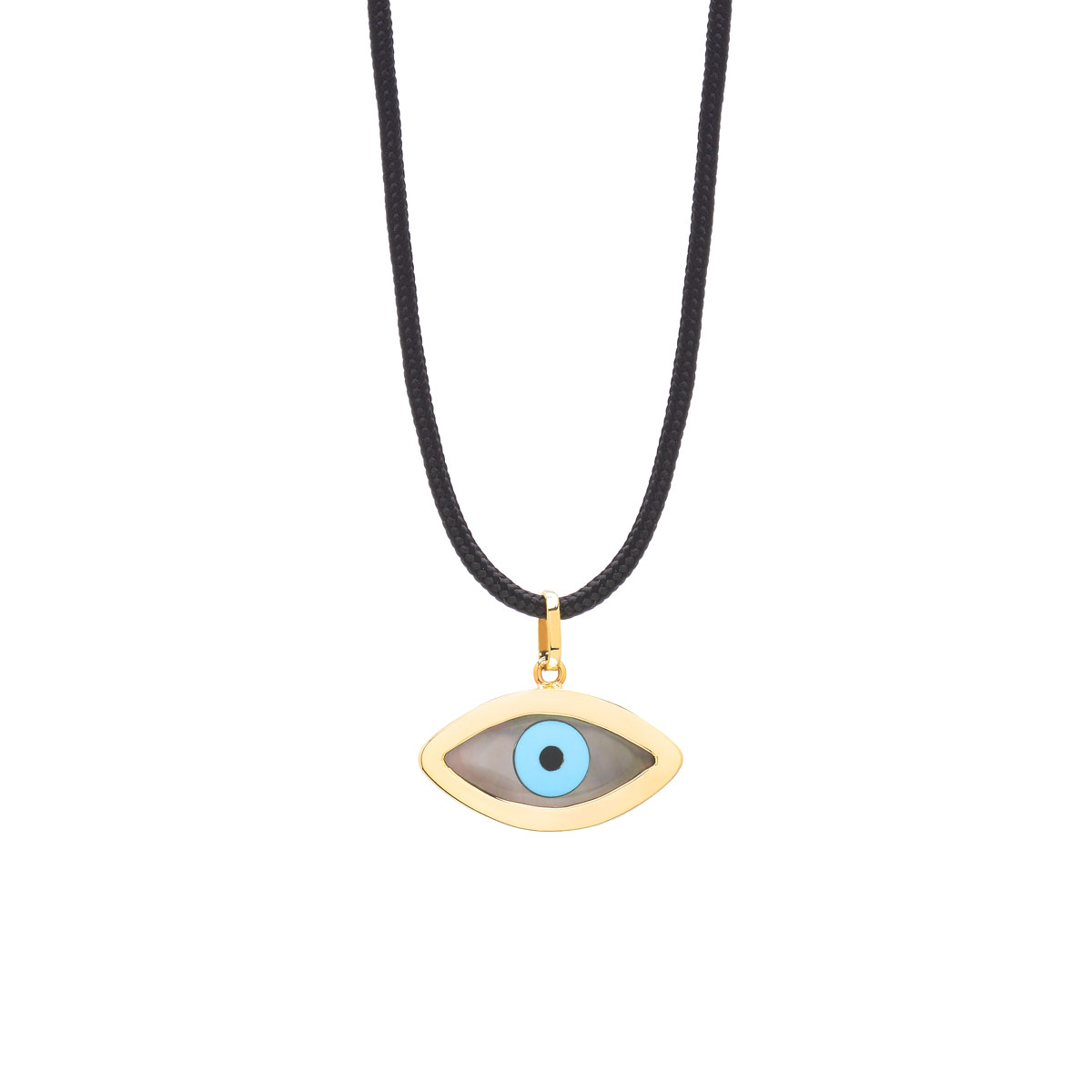EVIL EYE PENDANT K14 YELLOW GOLD WITH STRING