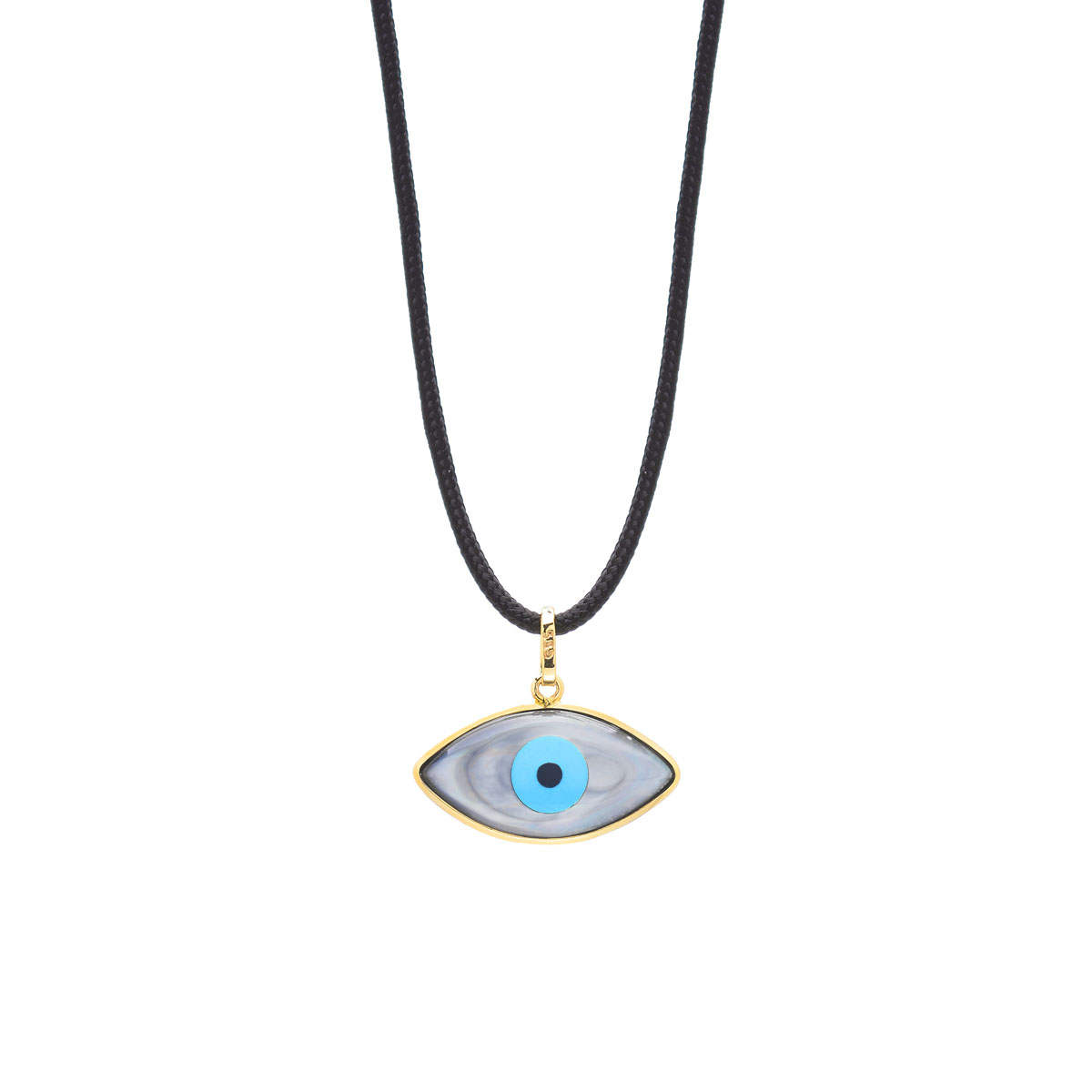 EVIL EYE PENDANT K14 YELLOW GOLD WITH STRING