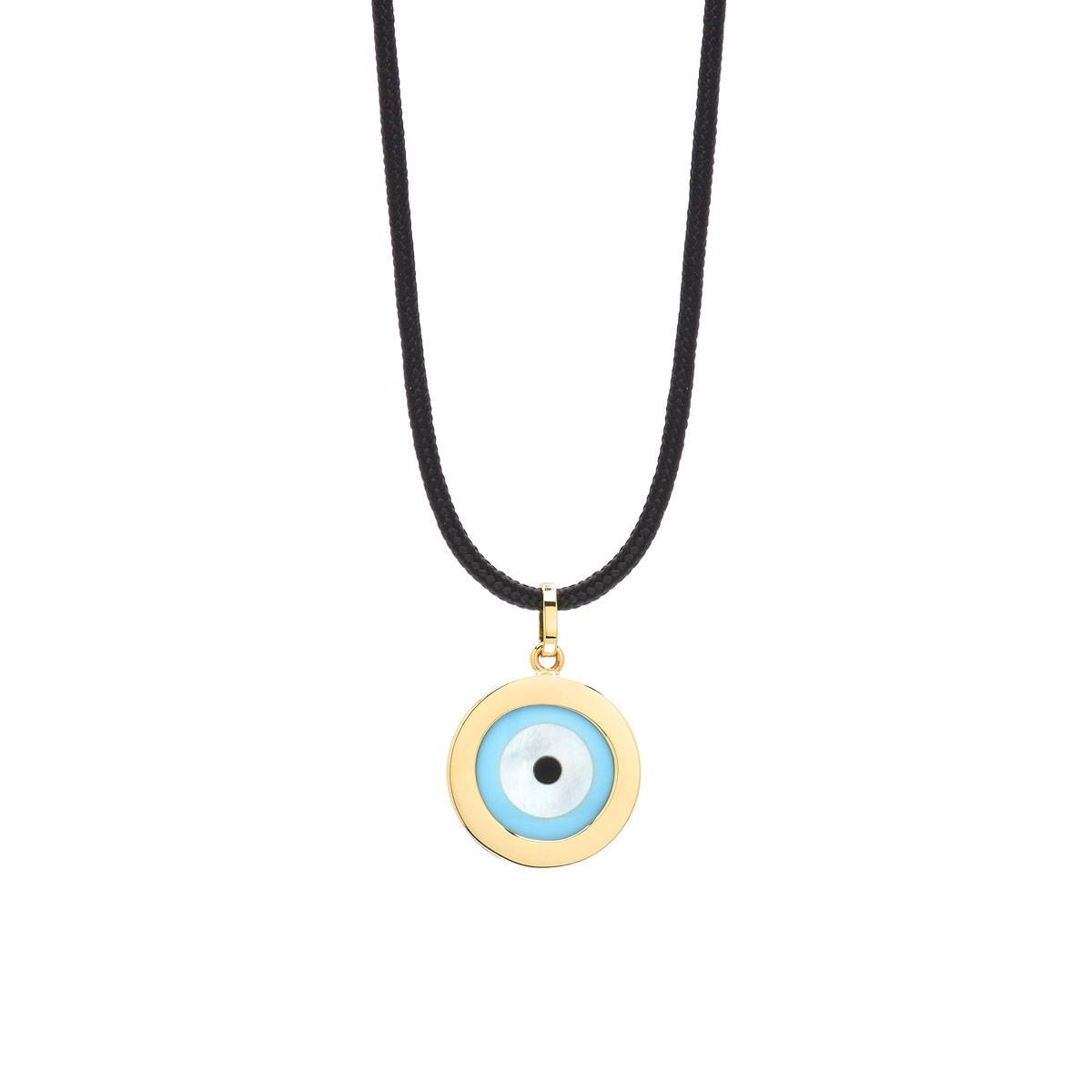 EVIL EYE PENDANT K14 YELLOW GOLD WITH STRING