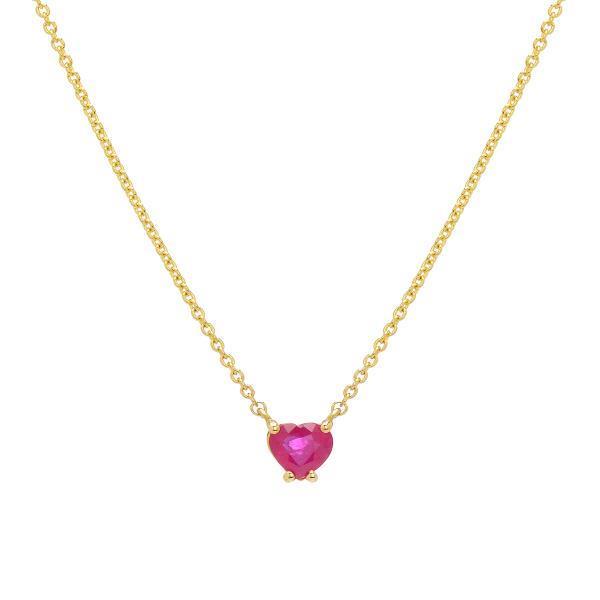 HEART NECKLACE WITH RUBY K18 YELLOW GOLD