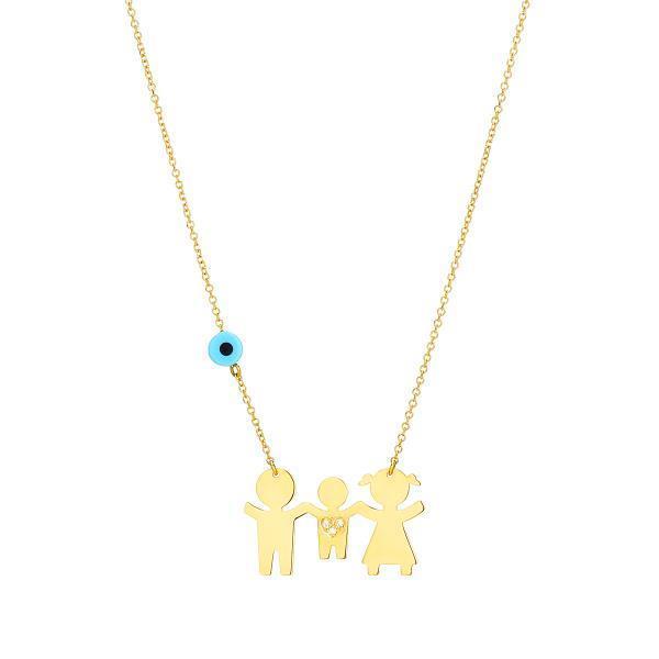 FAMILY DIAMOND NECKLACE K14 YELLOW GOLD