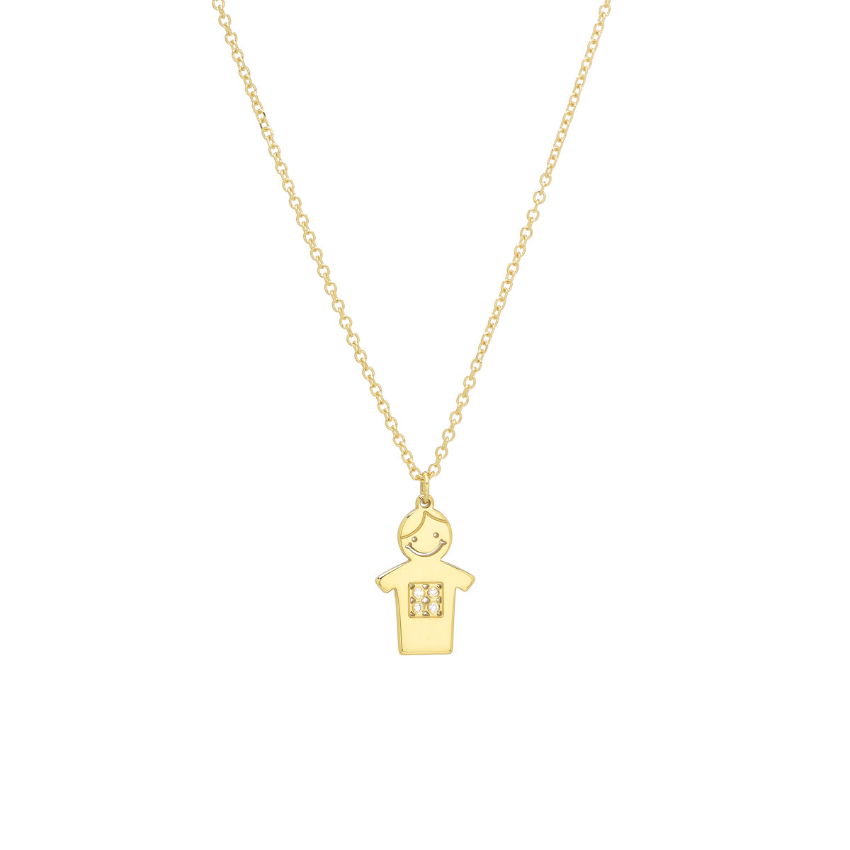 BOY FIGURE DIAMOND NECKLACE 14K YELLOW GOLD