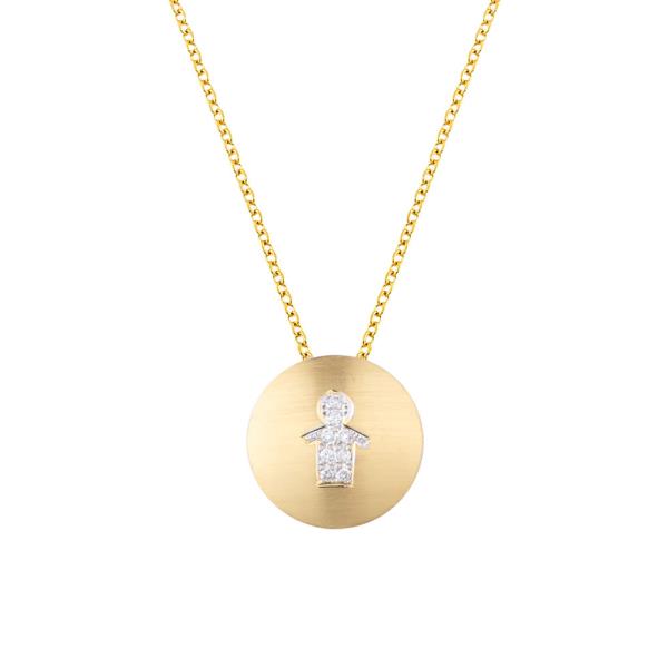 BOY FIGURE DIAMOND NECKLACE 14K YELLOW GOLD