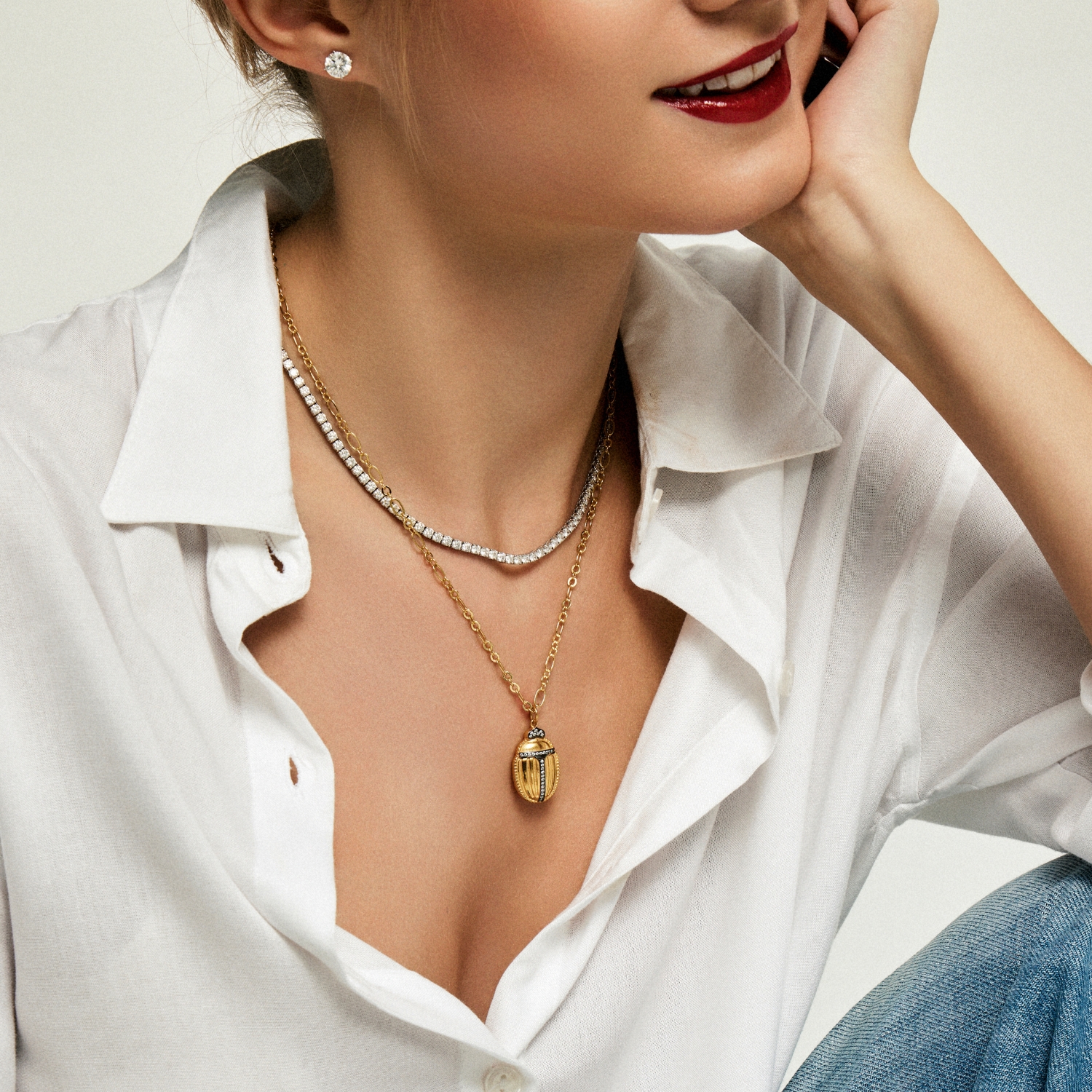 TENNIS DIAMOND NECKLACE 18K WHITE GOLD