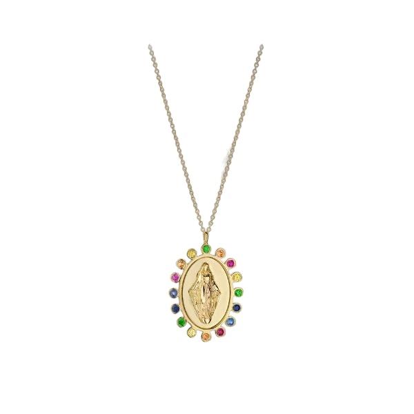 MADONNA NECKLACE WITH SAPPHIRES 18K YELLOW GOLD