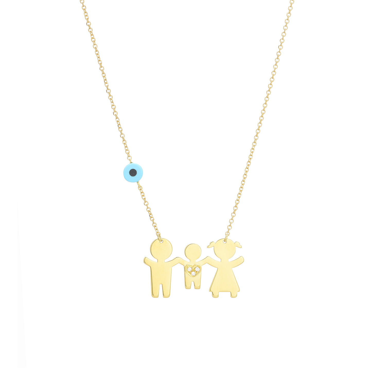 FAMILY DIAMOND NECKLACE 14K YELLOW GOLD