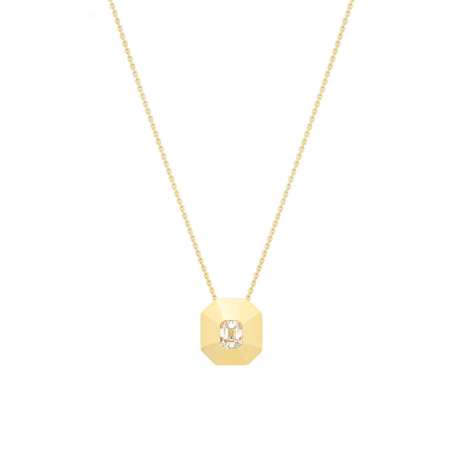 18K SOLITAIRE NECKLACE WITH EMERALD DIAMOND