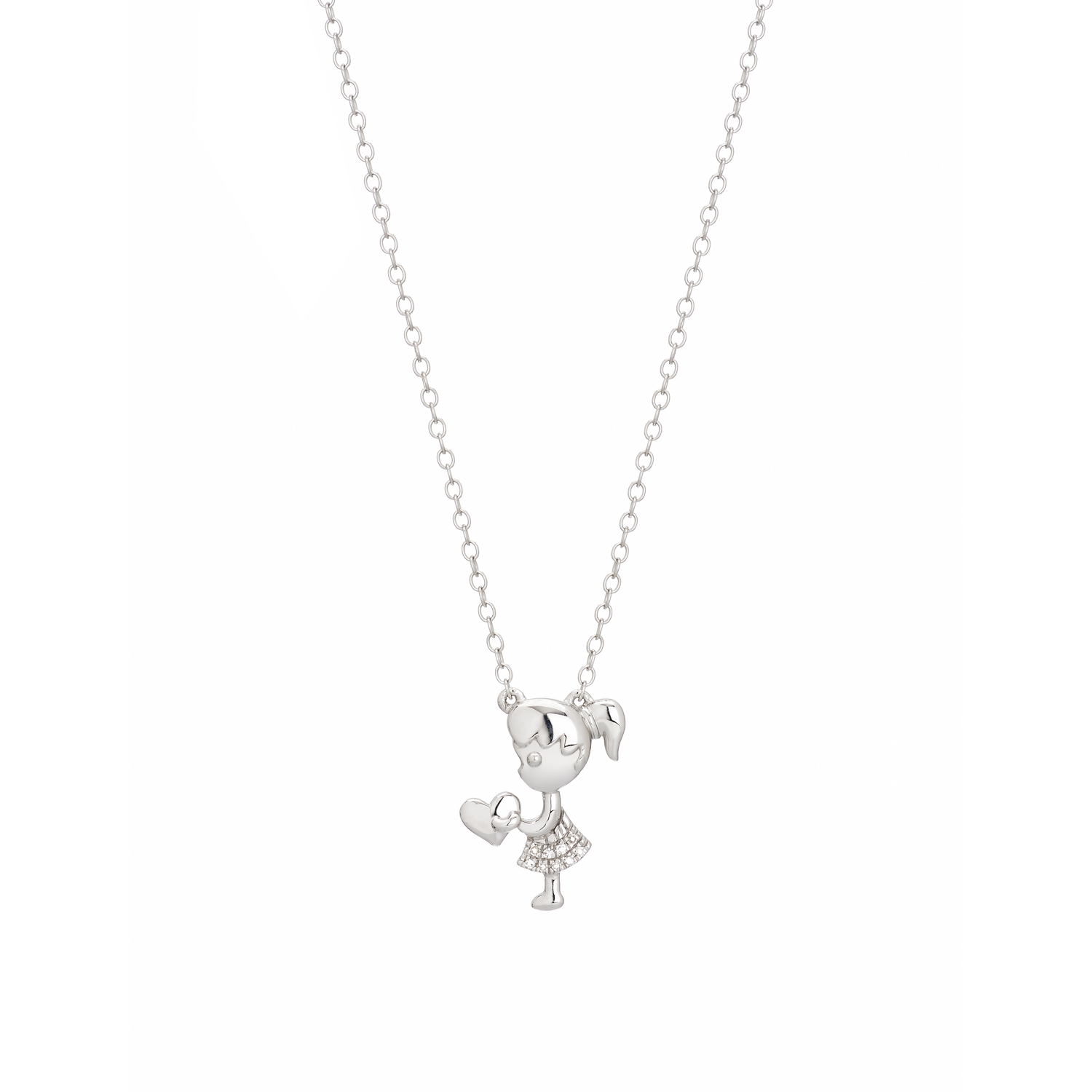GIRL FIGURE DIAMOND NECKLACE 14K WHITE GOLD
