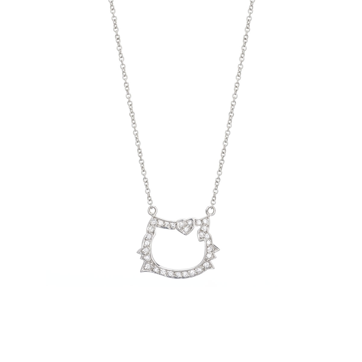 HELLO KITTY DIAMOND NECKLACE 18K WHITE GOLD