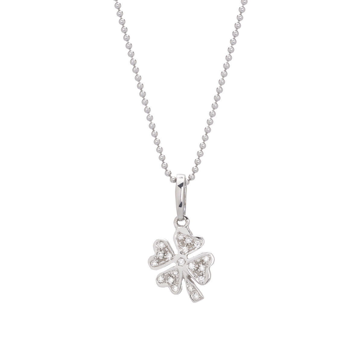CLOVER DIAMOND NECKLACE WHITE GOLD