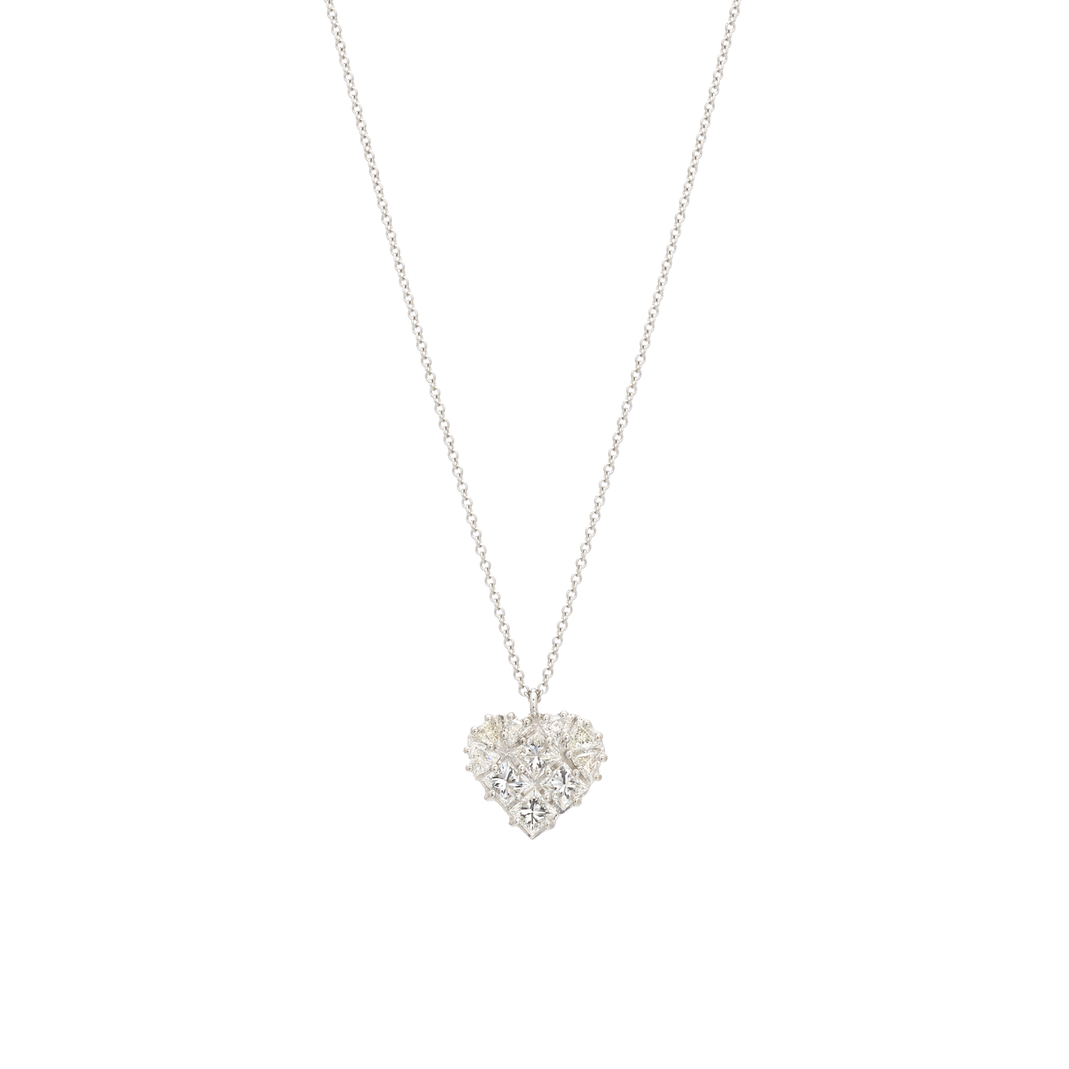 HEART NECKLACE WHITE GOLD 18K WITH DIAMONDS