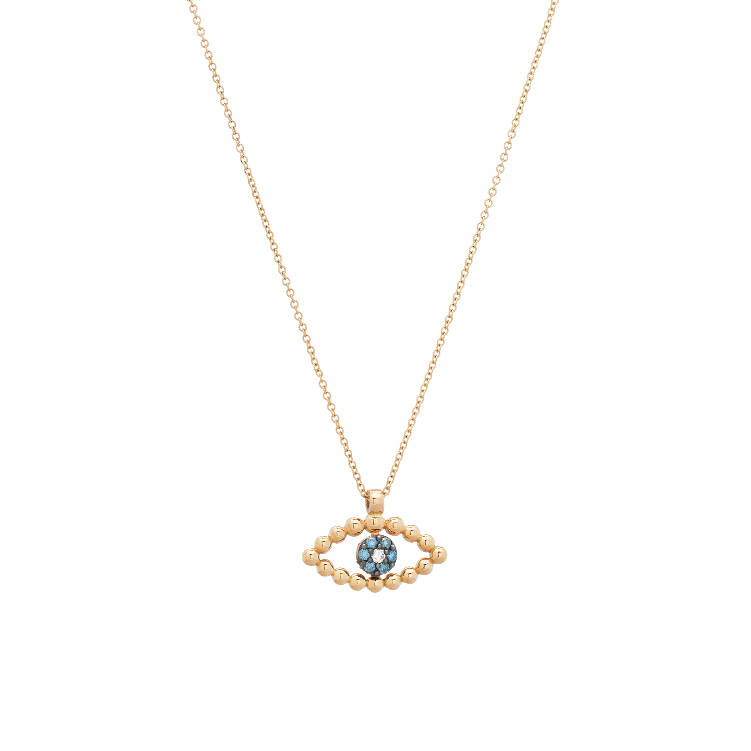 DIAMOND NECKLACE 18Κ YELLOW GOLD WITH EVIL EYE