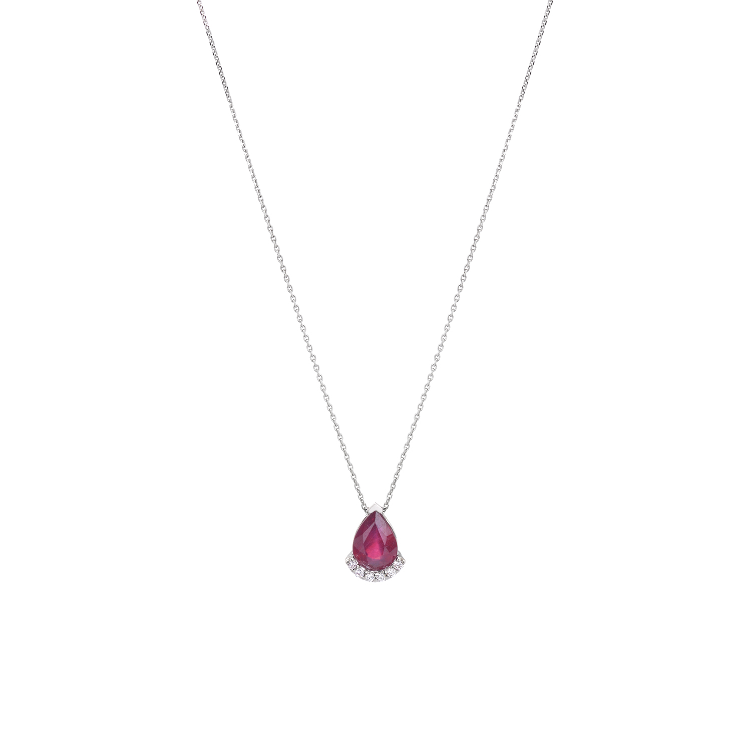 NECKLACE Κ18 WHITE GOLD WITH RUBIE AND DIAMONDS