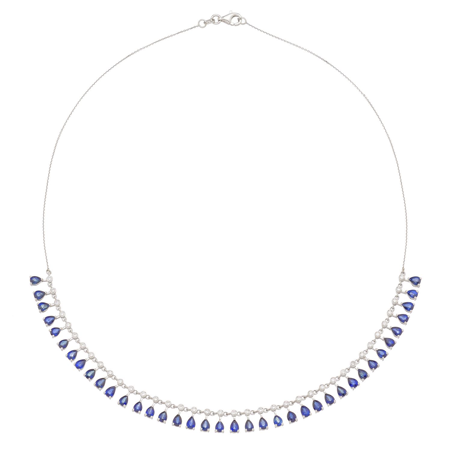 NECKLACE K18 WHITE GOLD WITH SAPPHIRES AND DIAMONDS