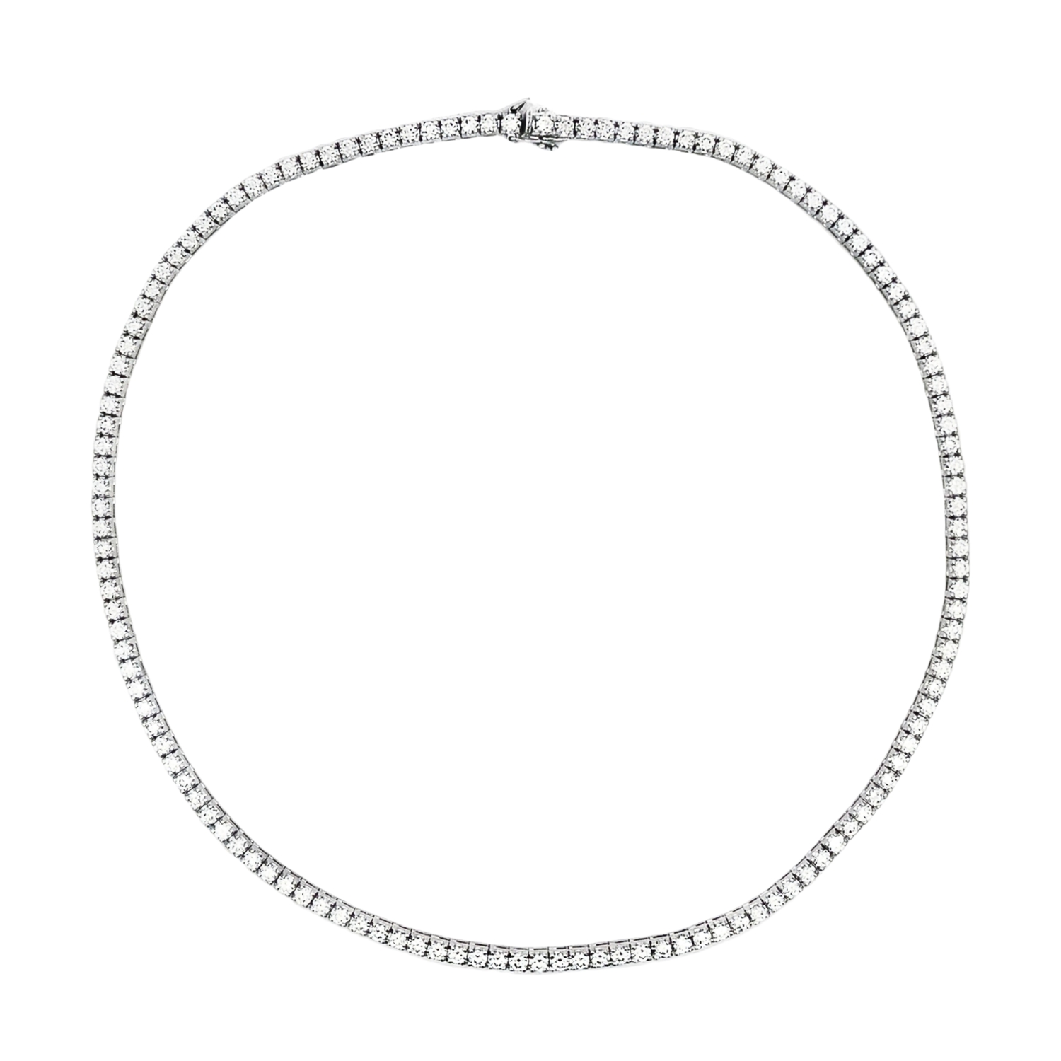 WHITE GOLD NECKLACE K18 RIVIERA WITH ROUND BRILLIANT