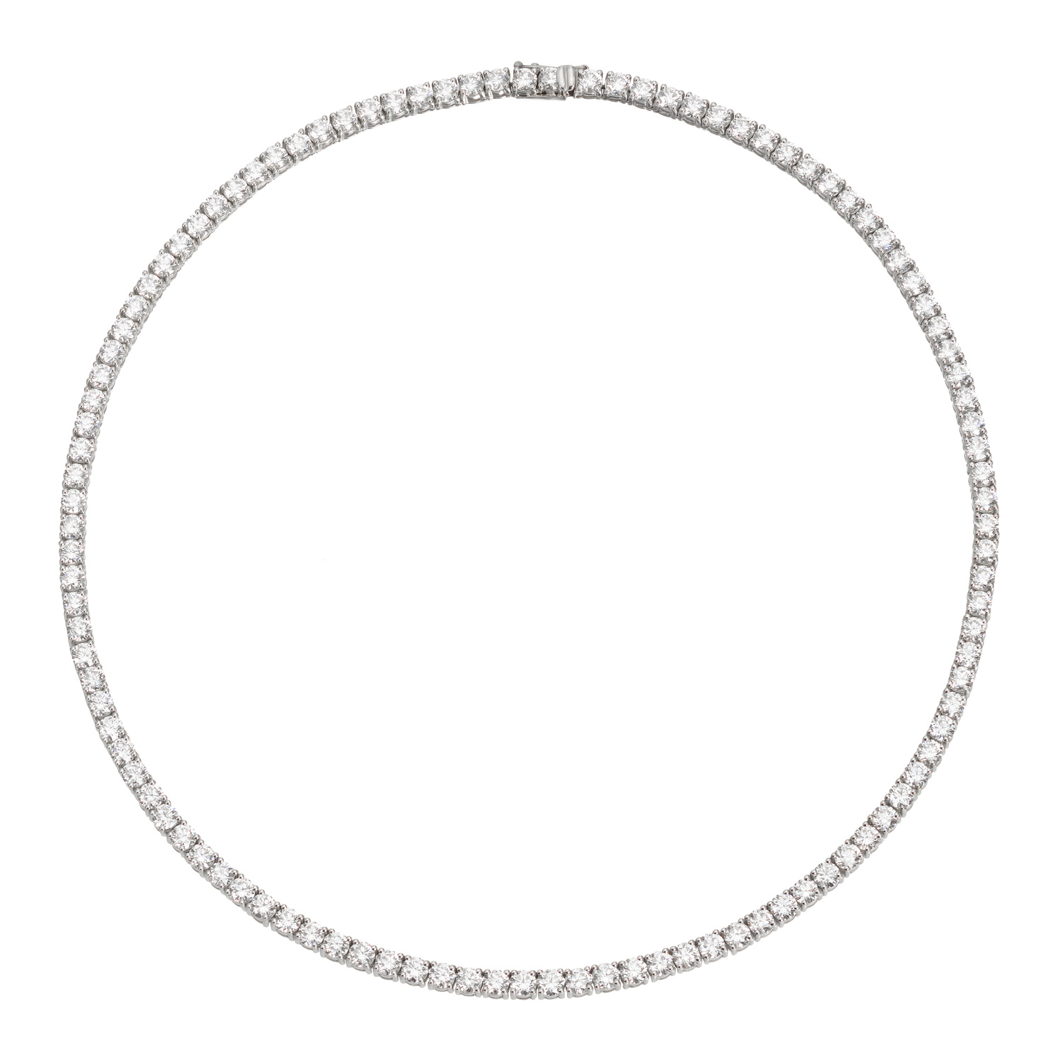 WHITE GOLD NECKLACE K18 RIVIERA WITH ROUND BRILLIANT