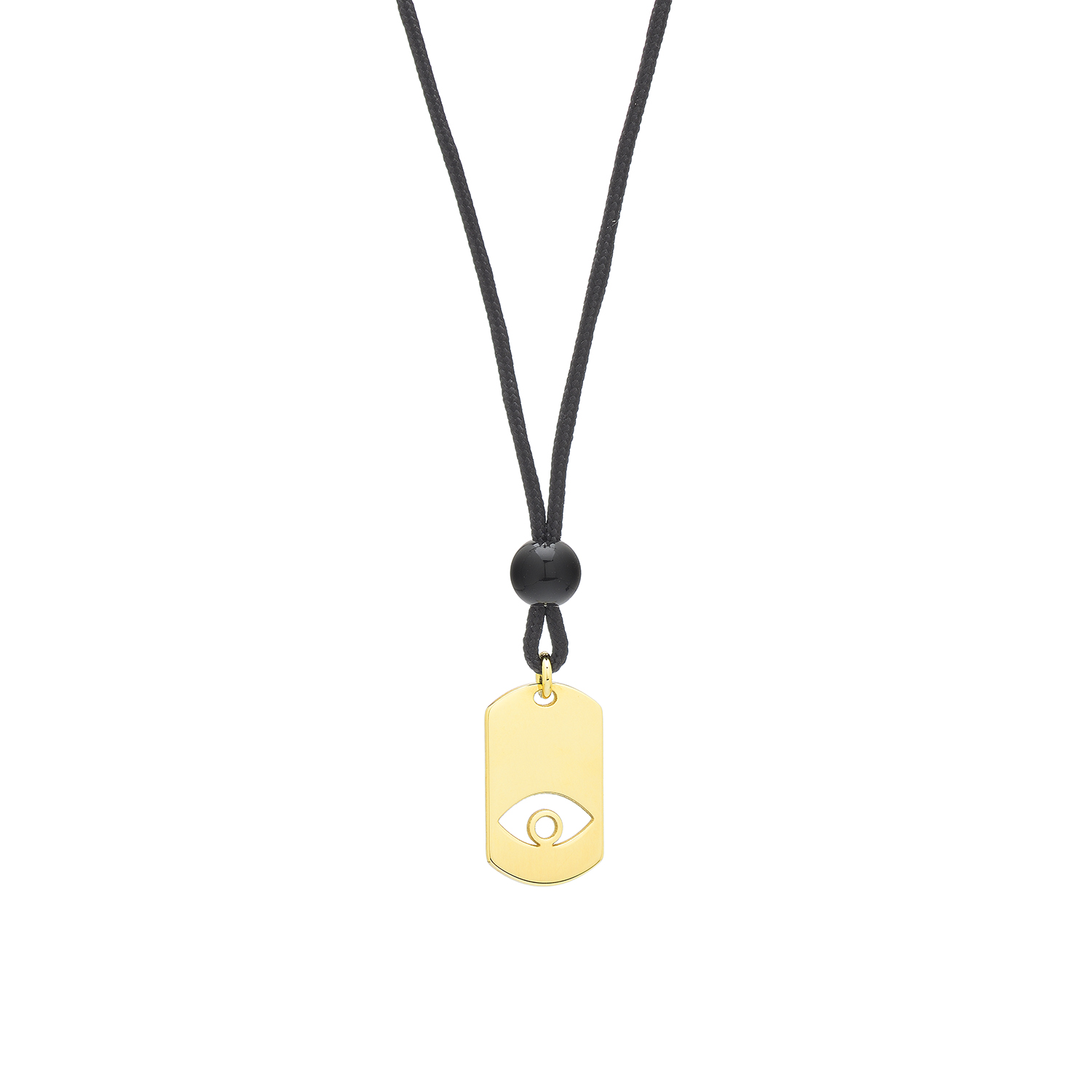 Κ14 TAG NECKLACE WITH EVIL EYE AND ADJUSTABLE CORD
