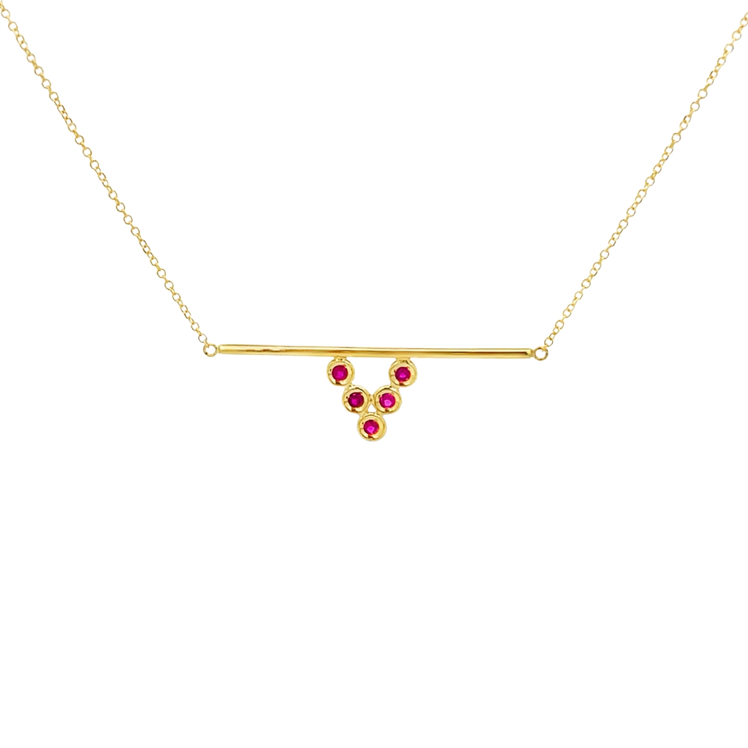 GOLD NECKLACE Κ14 WITH RUBIES