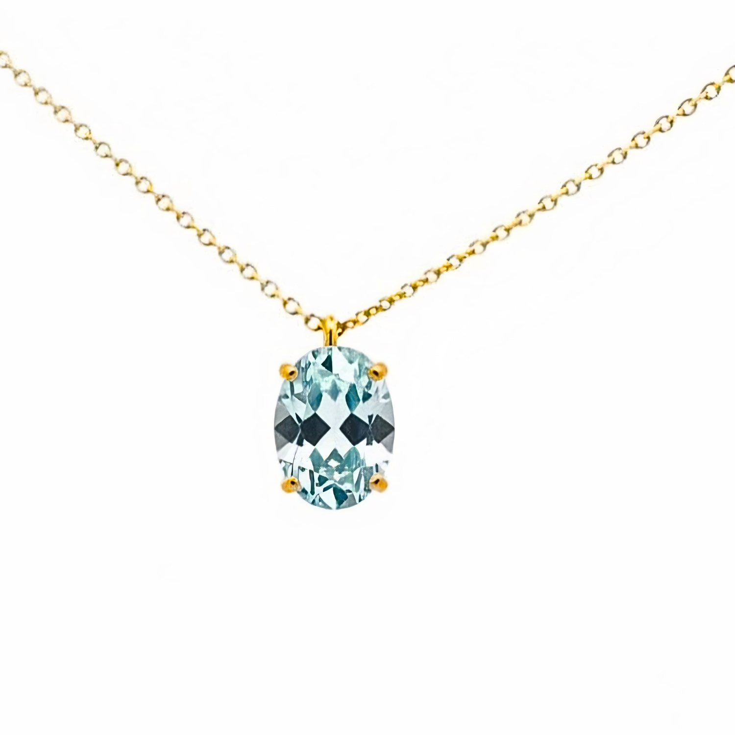K18 GOLD NECKLACE WITH AQUA DIAMOND
