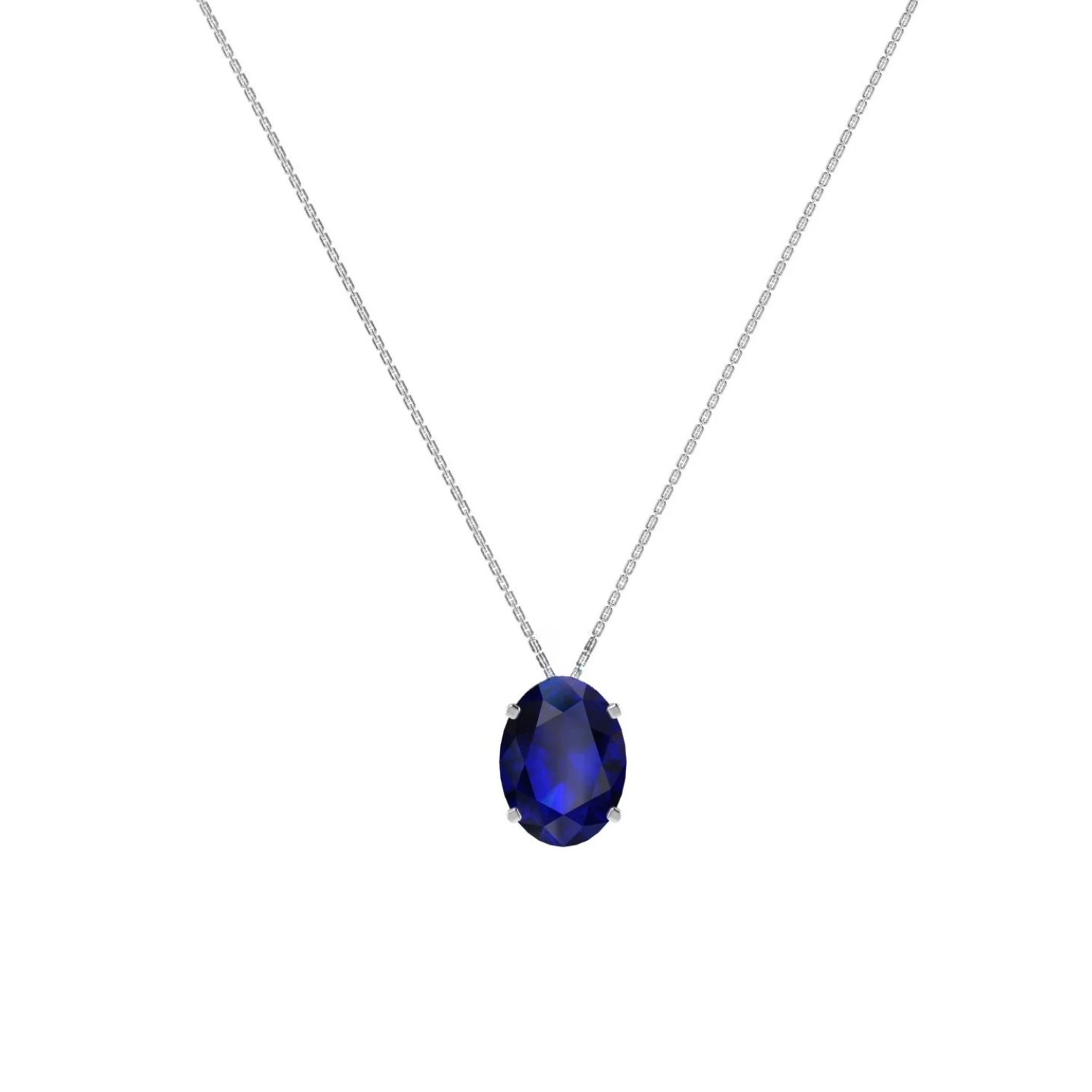 K18 WHITE GOLD NECKLACE WITH OVAL SAPPHIRE