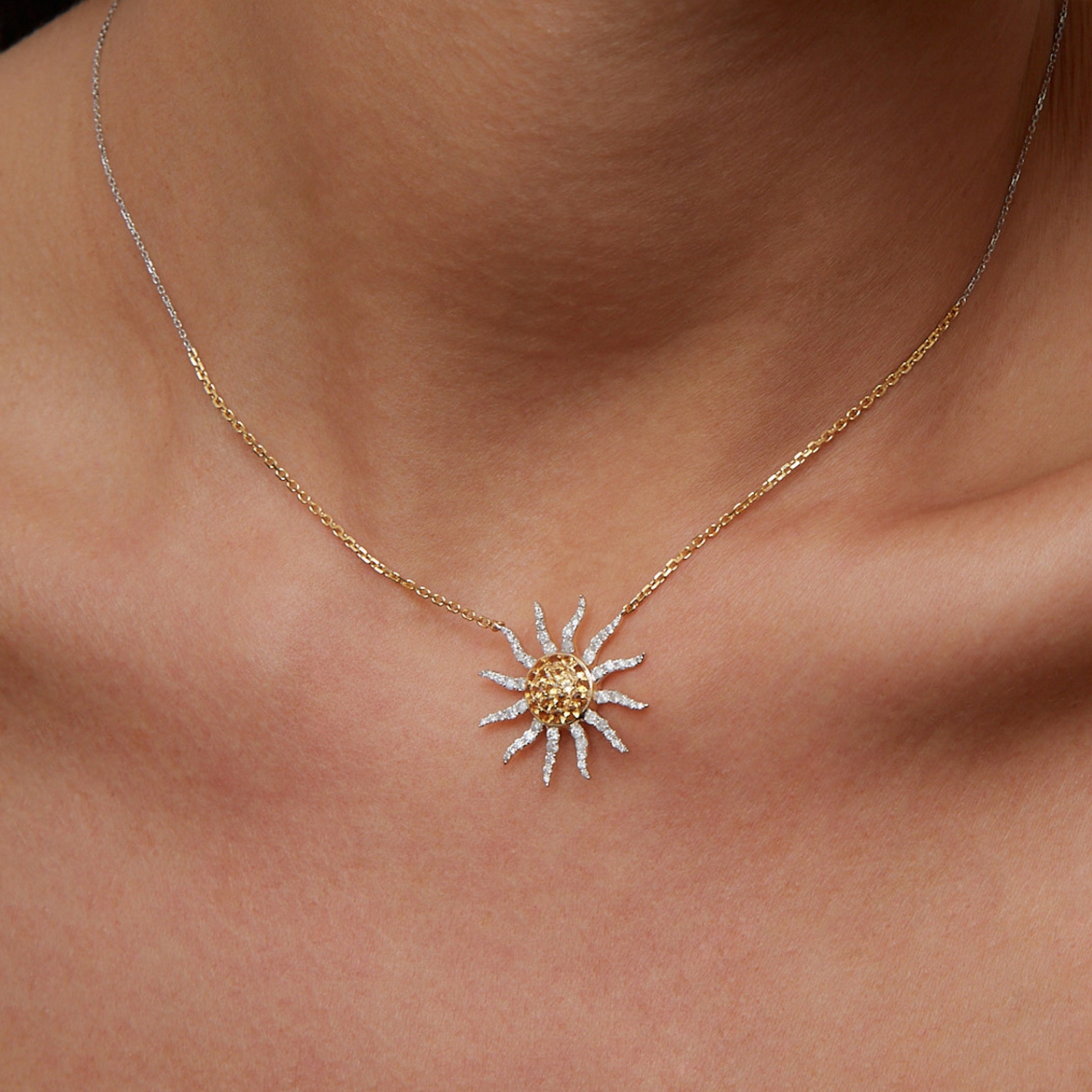 YVONNE LEON SOLEIL NECKLACE WITH CITRIN AND DIAMONDS