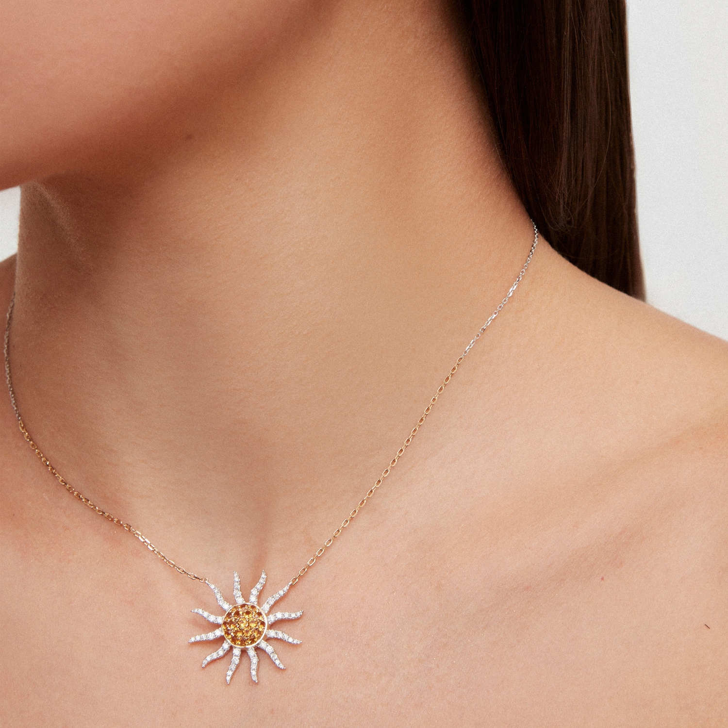 YVONNE LEON SOLEIL NECKLACE WITH CITRIN AND DIAMONDS