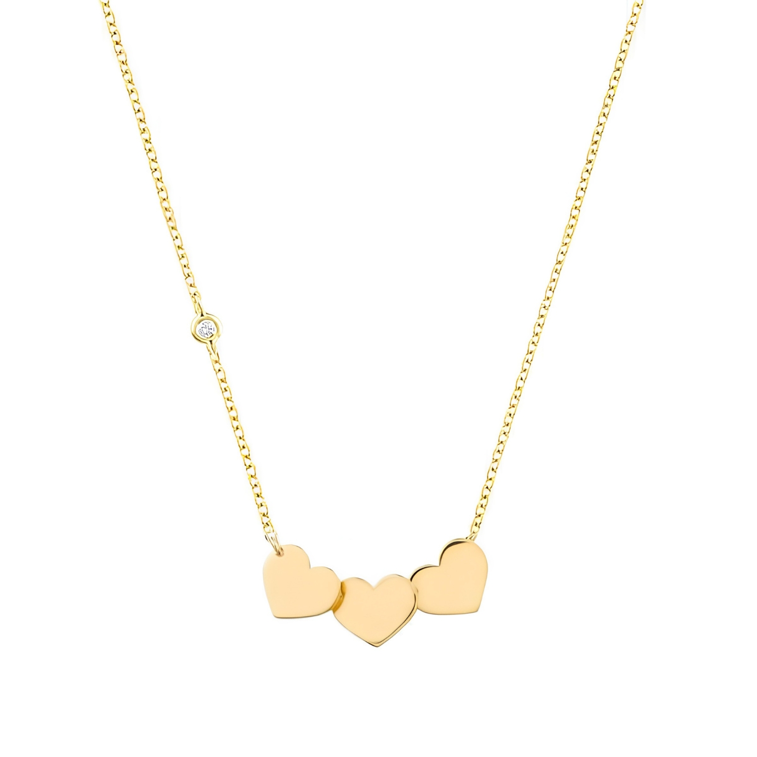 GOLD NECKLACE 3 HEARTS WITH DIAMOND