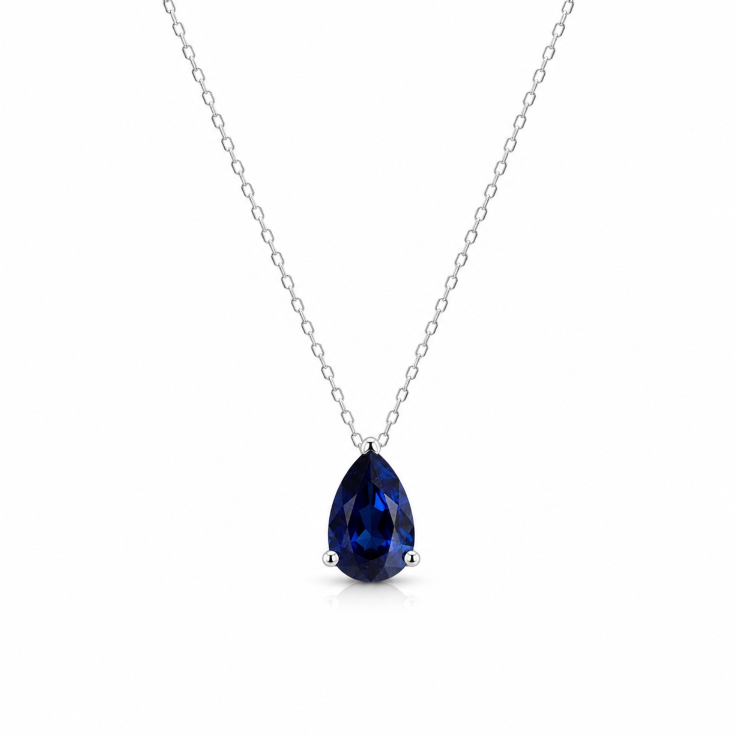 WHITE GOLD NECKLACE K18 WITH BLUE POIR SAPPHIRE